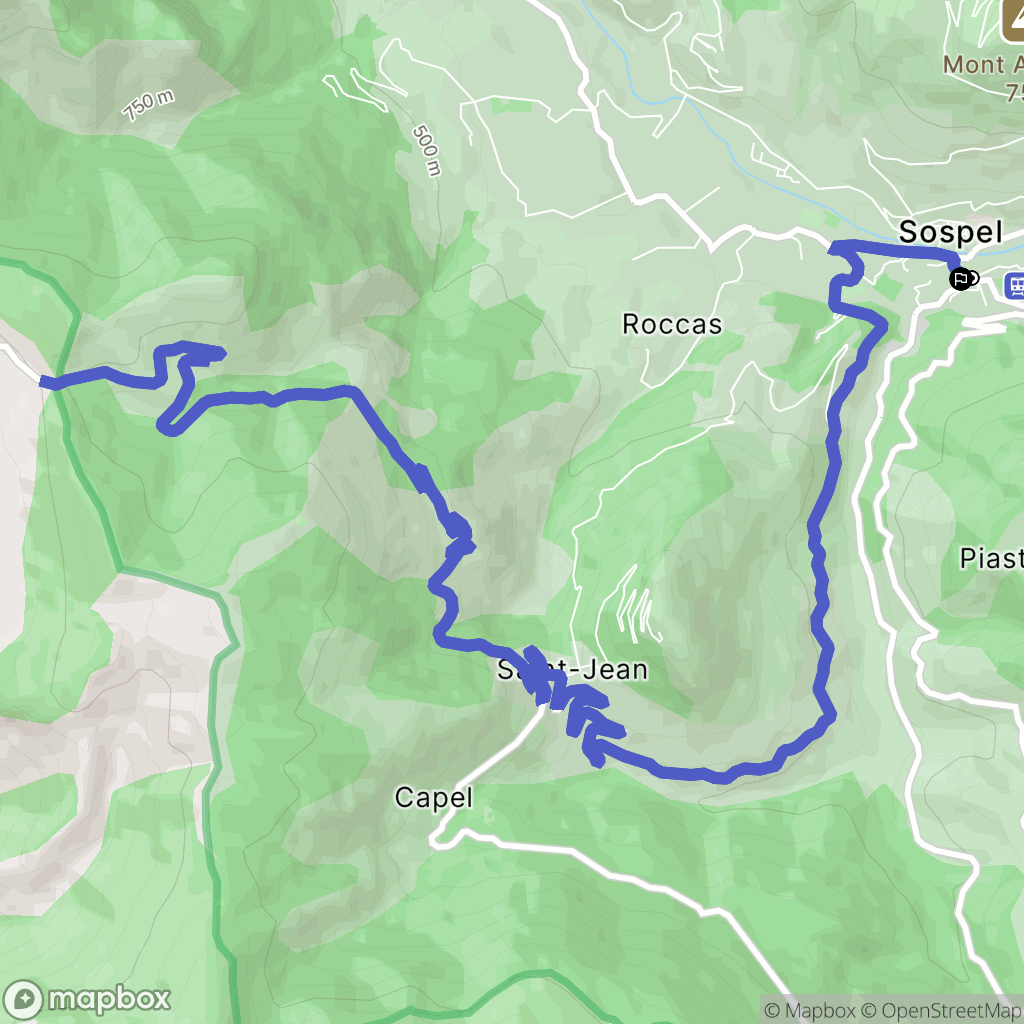 Sospel : carte du parcours de randonnée - France