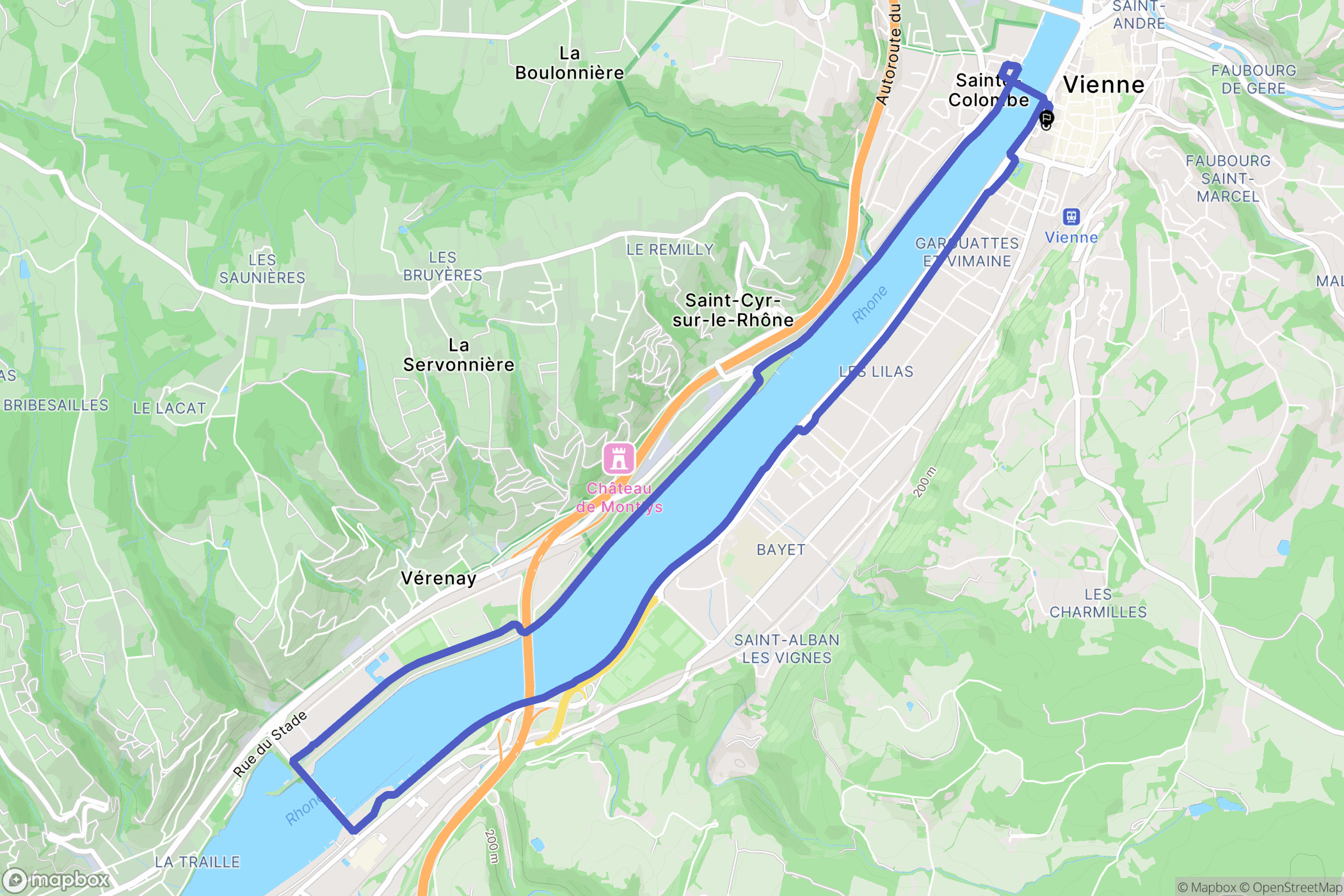 Vienne : carte du parcours de randonnée - France