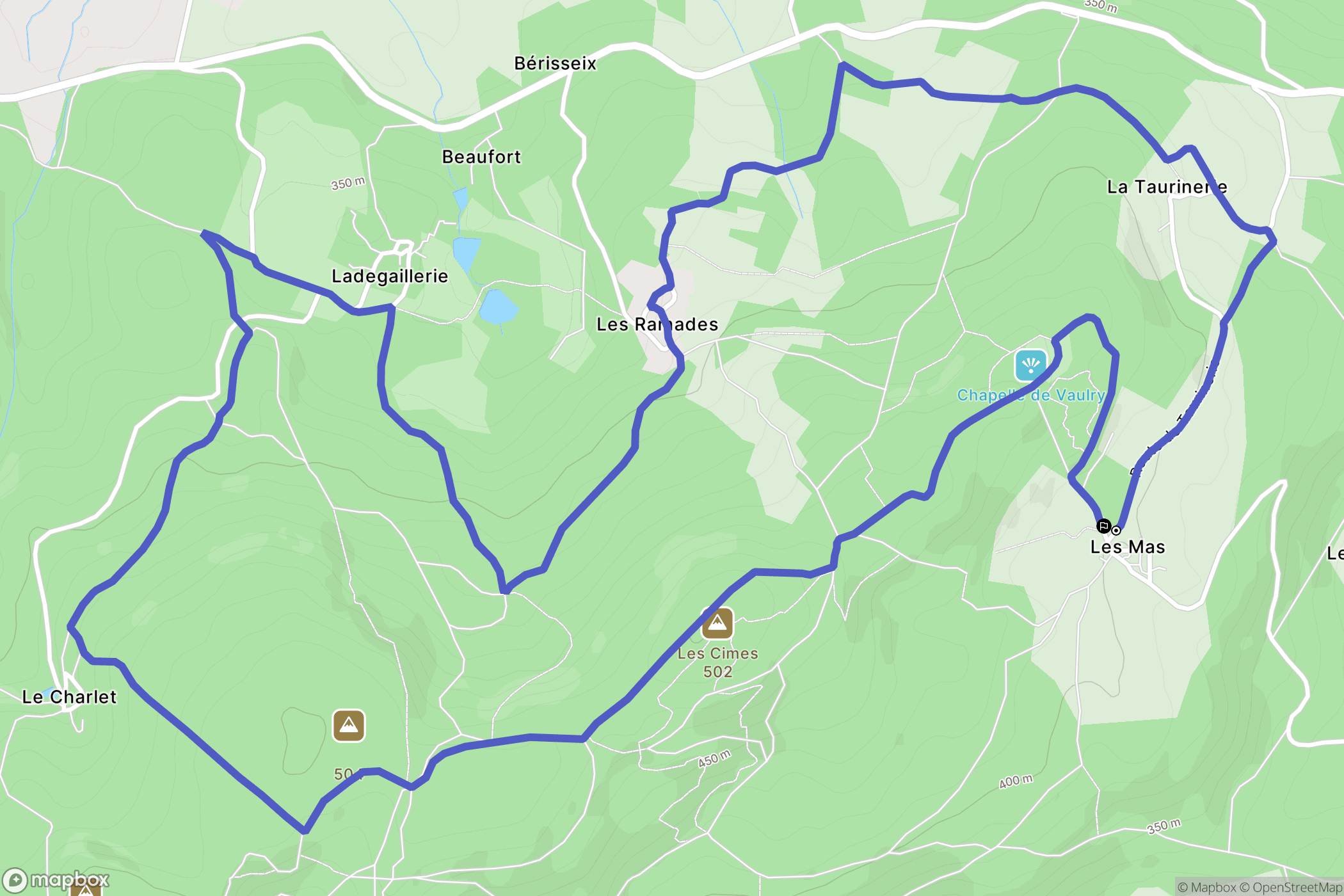 Vaulry : carte du parcours de randonnée - France