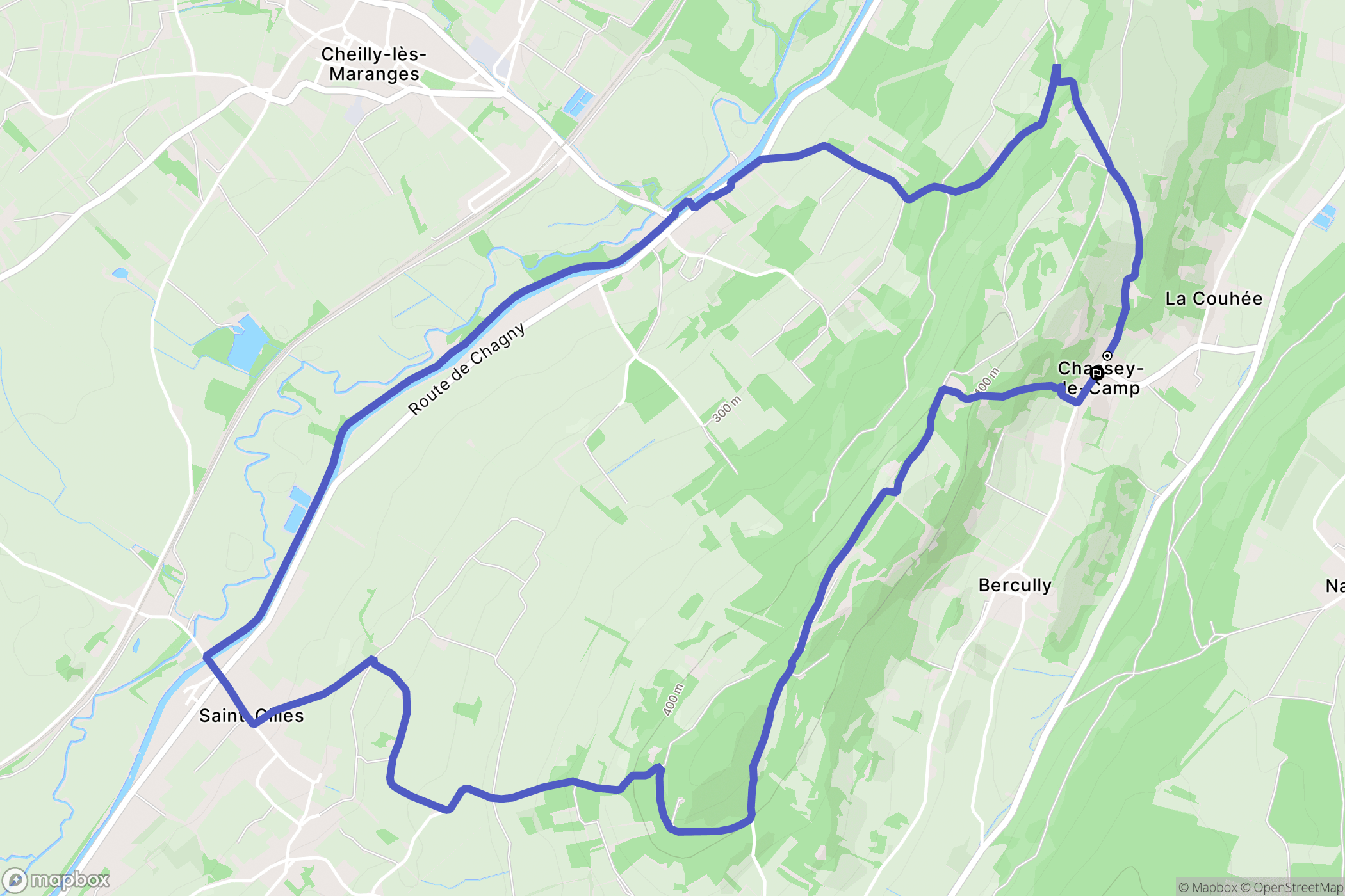 Chassey-le-Camp : carte du parcours de randonnée - France