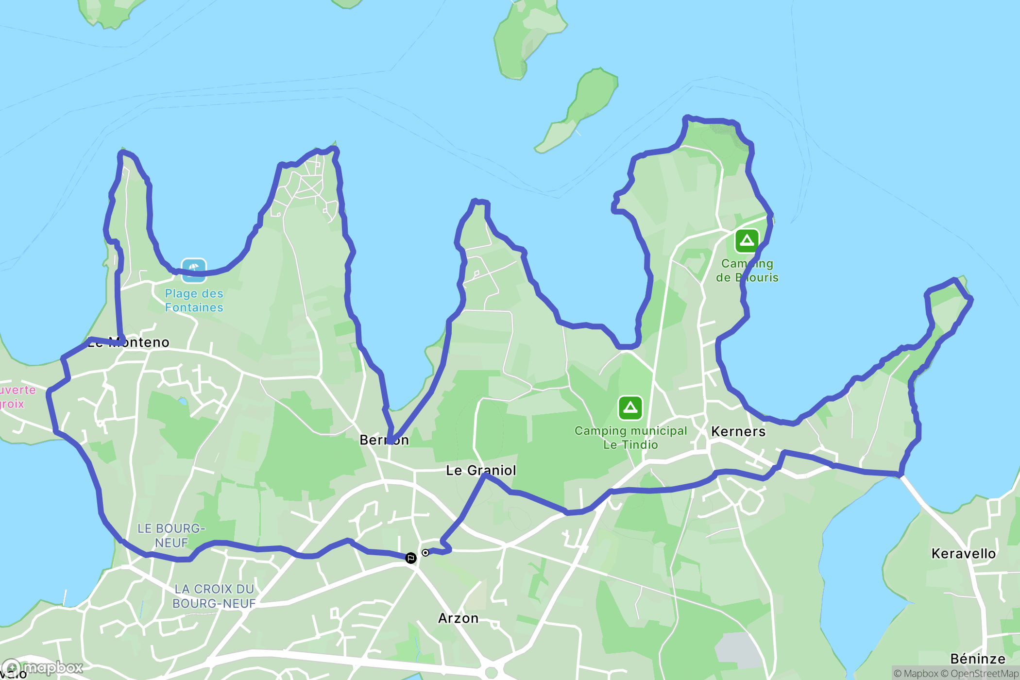 Arzon : carte du parcours de randonnée - France