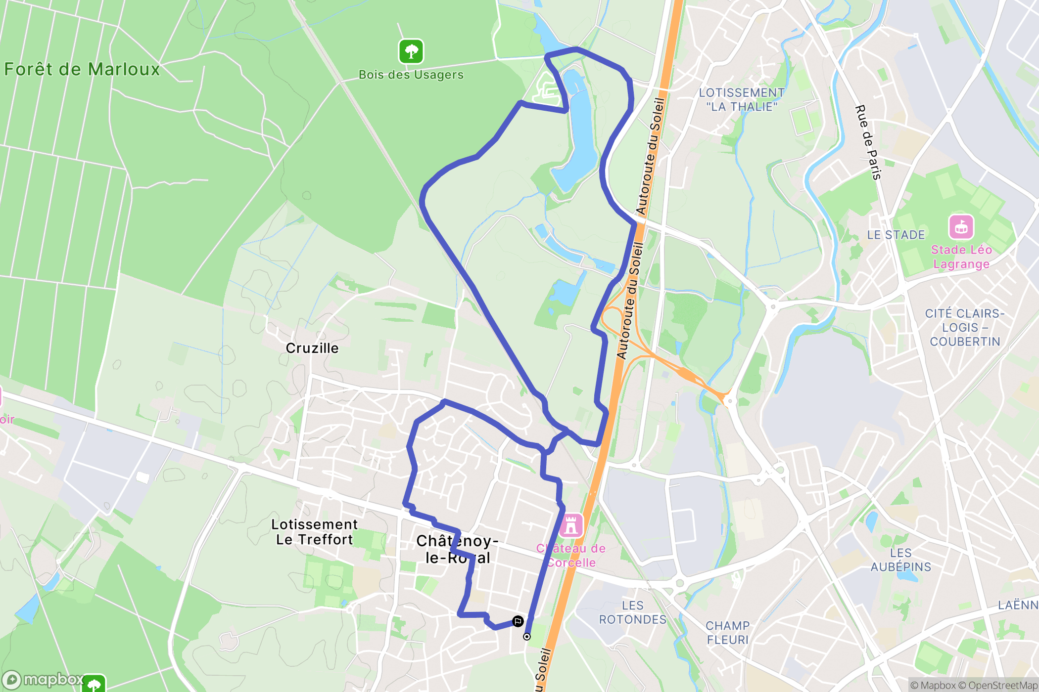 Châtenoy-le-Royal : carte du parcours de randonnée - France