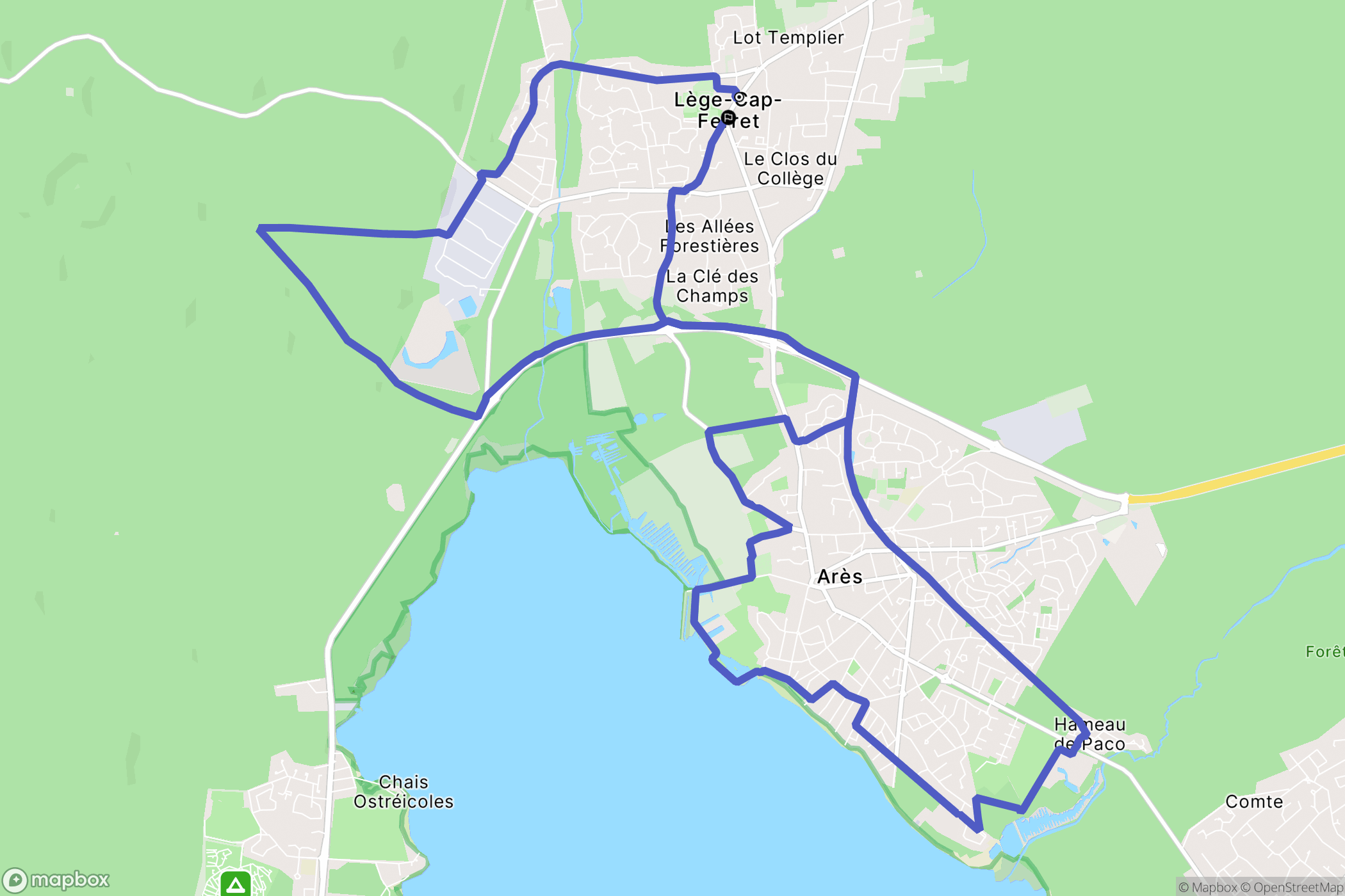Lège-Cap-Ferret : carte du parcours de randonnée - France
