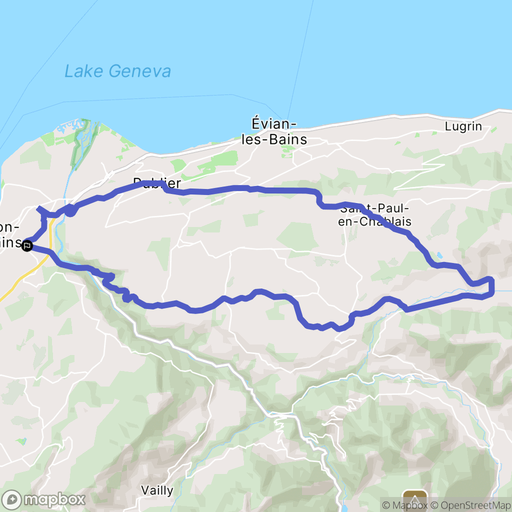 Thonon-les-Bains : carte du parcours de randonnée - France