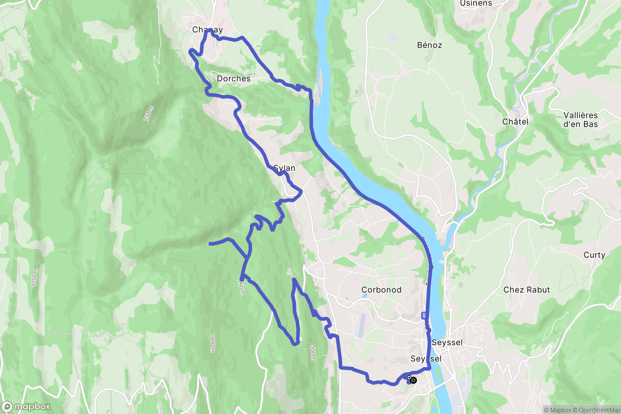 Seyssel : carte du parcours de randonnée - France