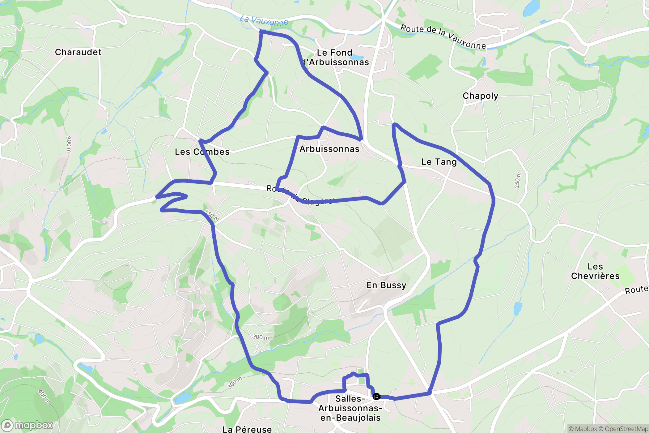 Salles-Arbuissonnas-en-Beaujolais : carte du parcours de randonnée - France
