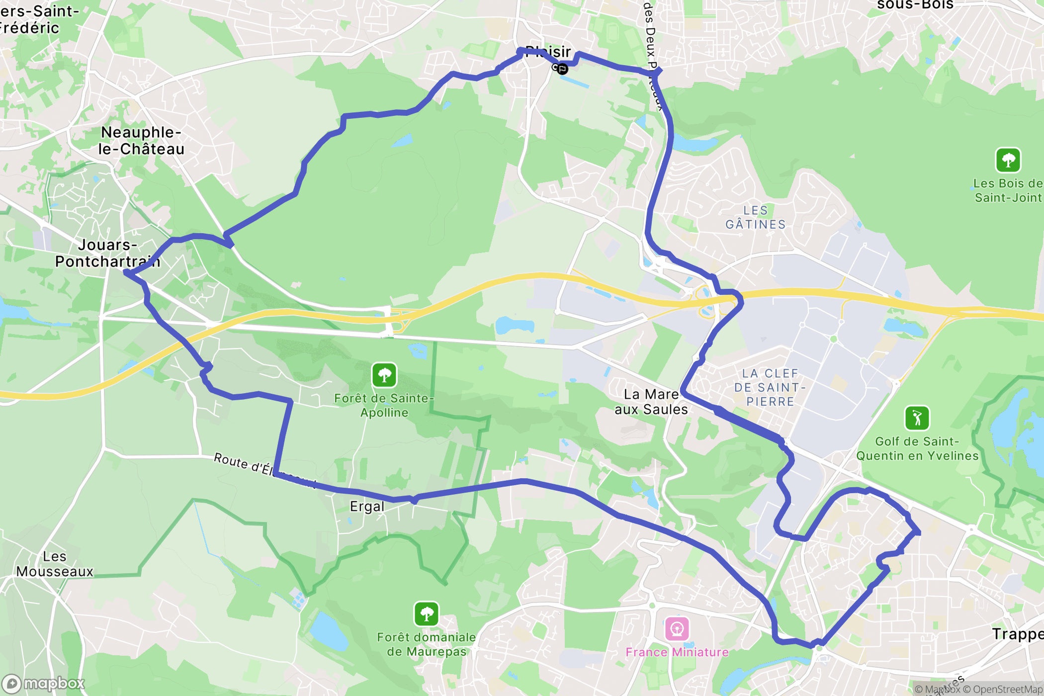 Plaisir : carte du parcours de randonnée - France