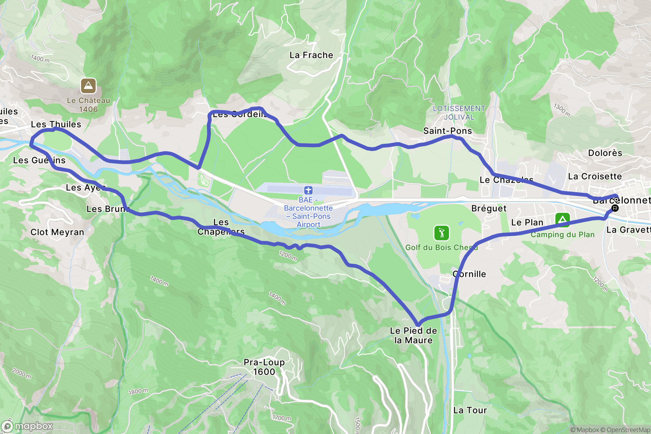 Barcelonnette : carte du parcours de randonnée - France
