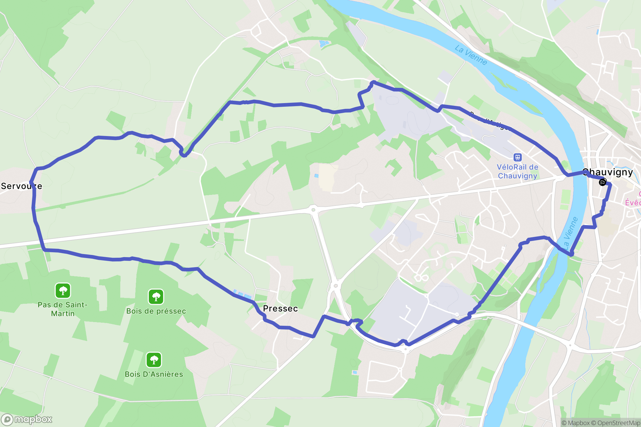 Chauvigny : carte du parcours de randonnée - France