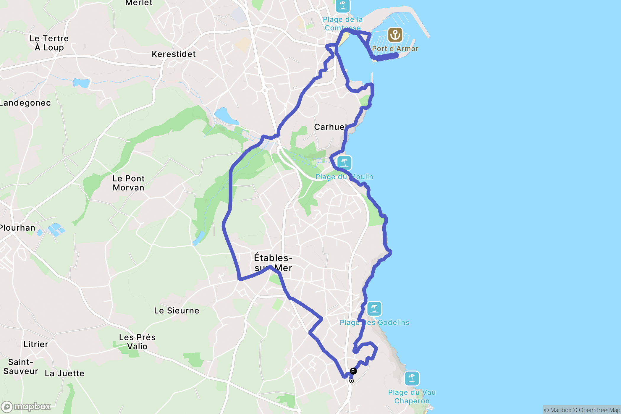 Binic-Étables-sur-Mer : carte du parcours de randonnée - France