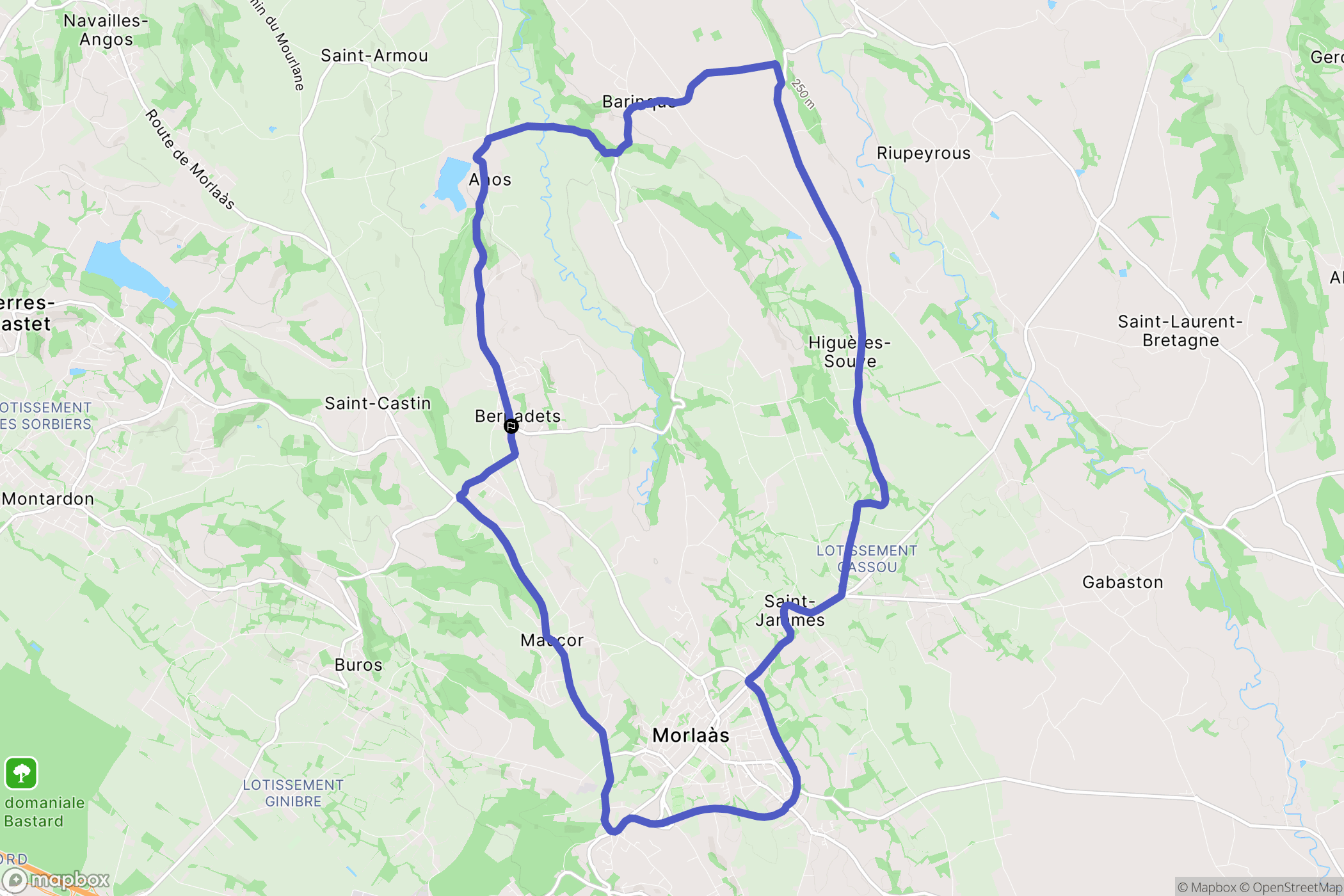 Bernadets : carte du parcours de randonnée - France