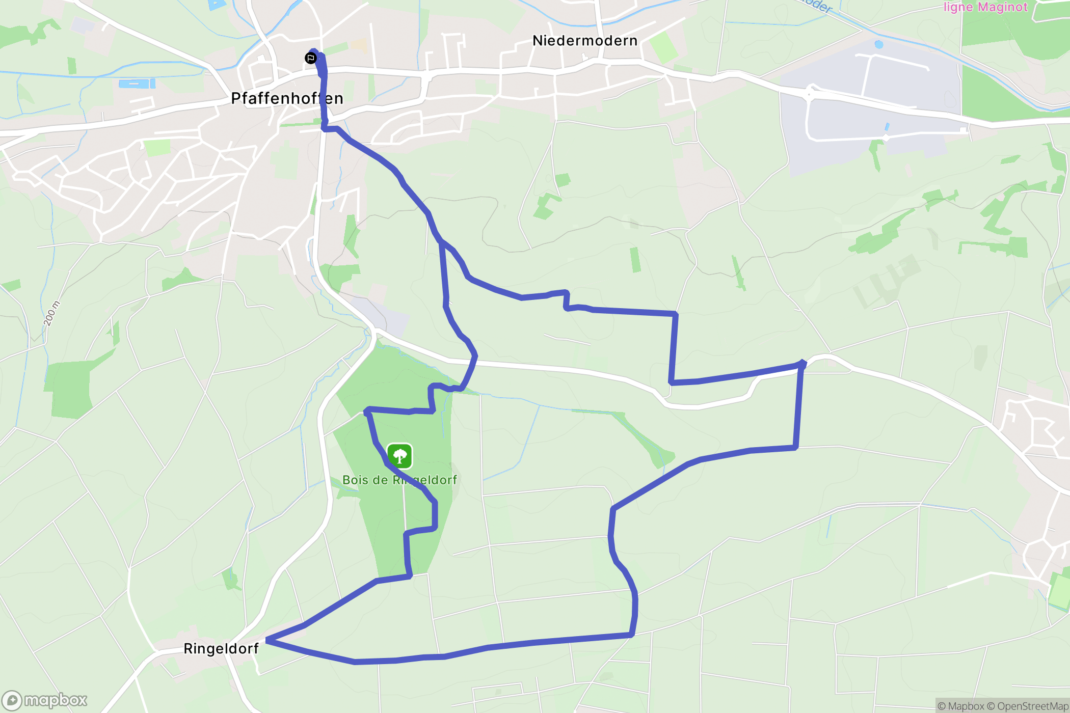 Val-de-Moder : carte du parcours de randonnée - France