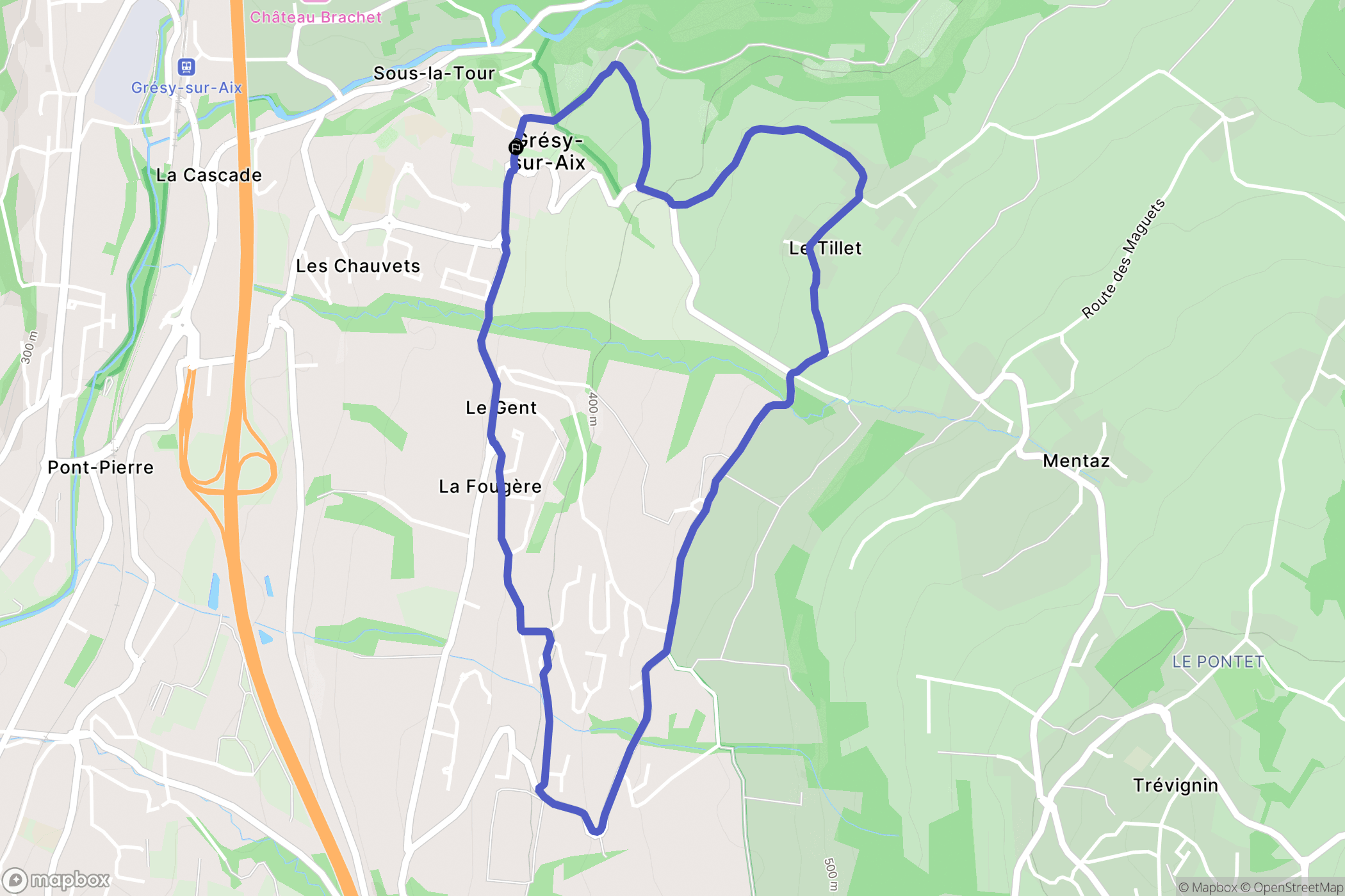 Grésy-sur-Aix : carte du parcours de randonnée - France