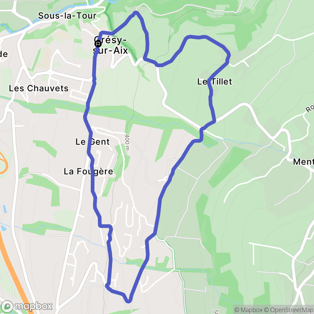 Grésy-sur-Aix : carte du parcours de randonnée - France