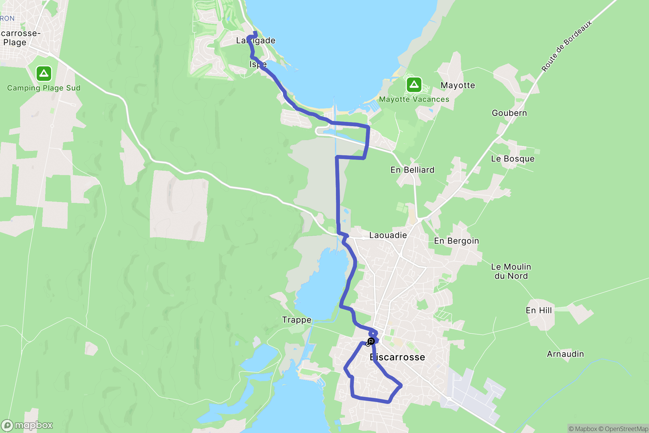 Biscarrosse : carte du parcours de randonnée - France