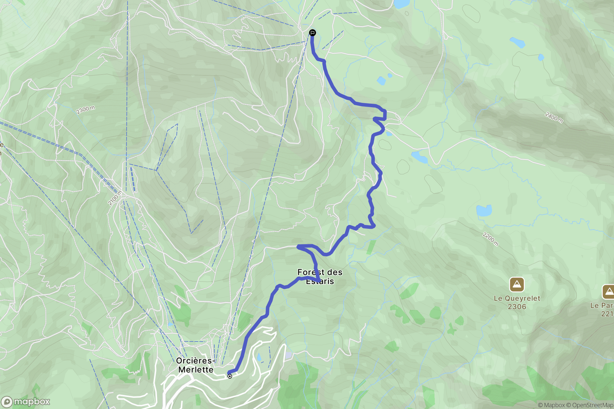 Orcières : carte du parcours de randonnée - France