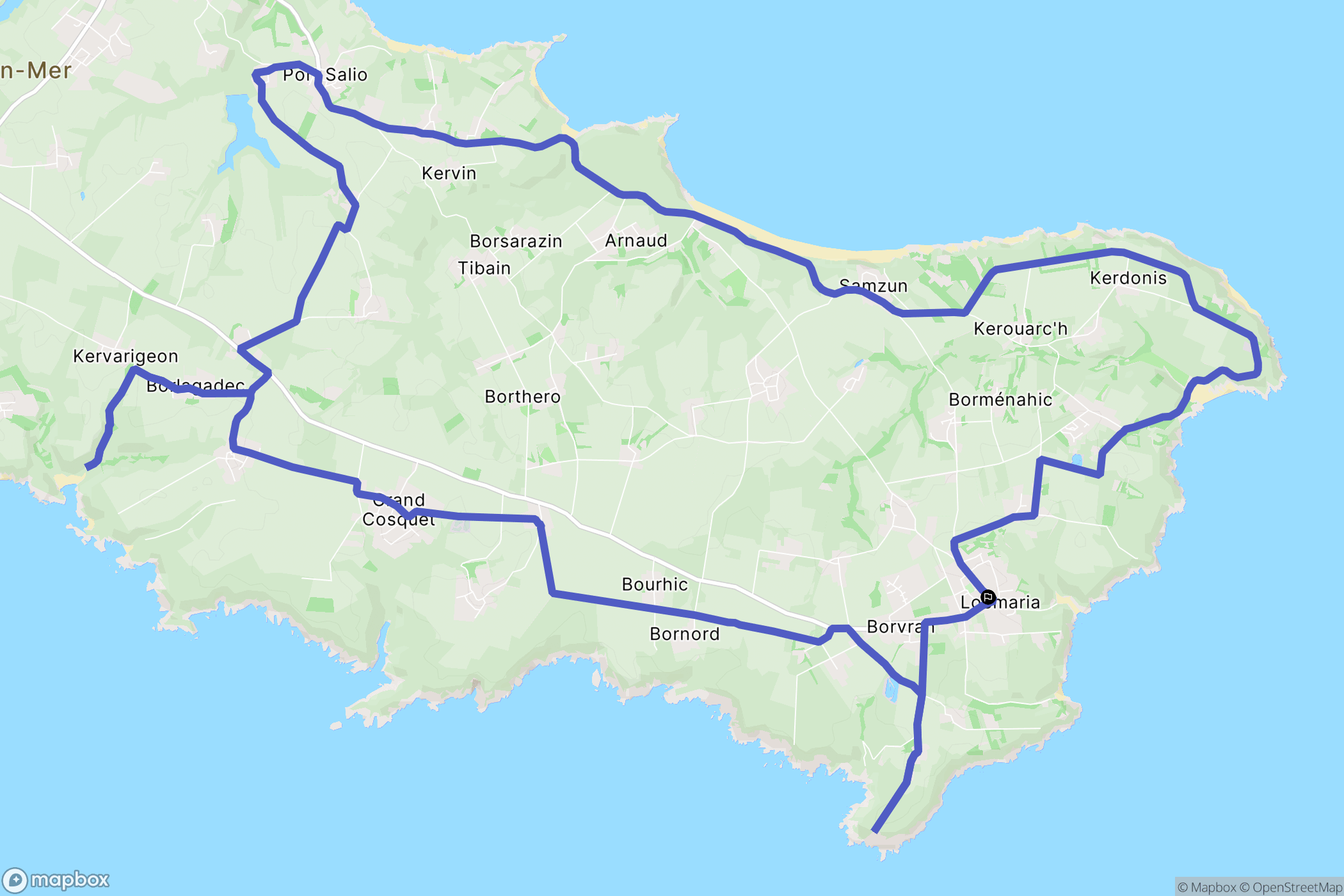 Locmaria : carte du parcours de randonnée - France
