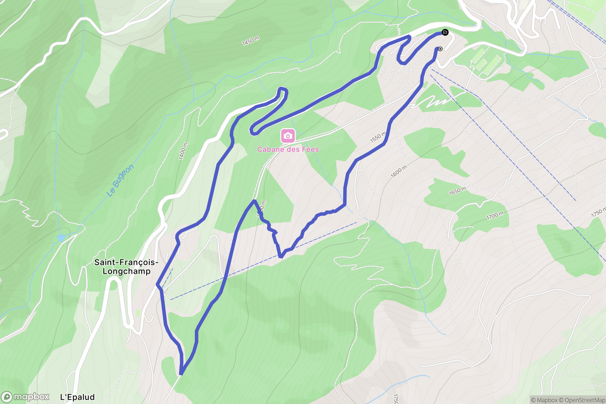 Saint-François-Longchamp : carte du parcours de randonnée - France