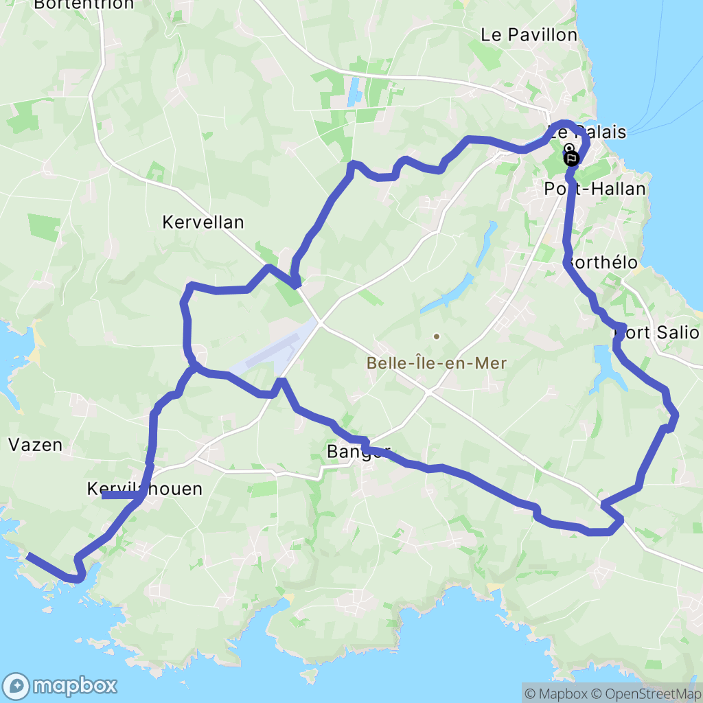 Le Palais : carte du parcours de randonnée - France