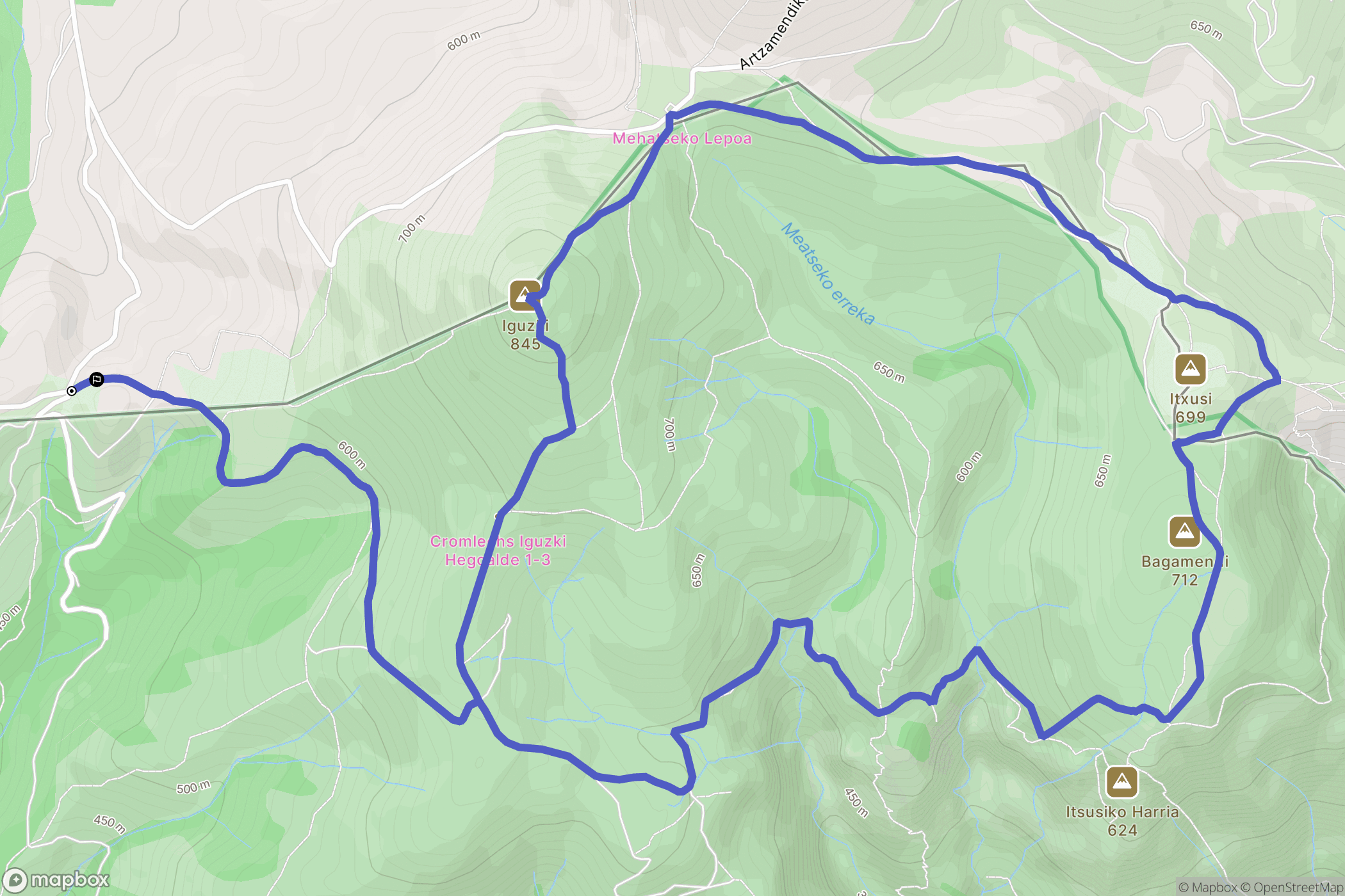 Itxassou : carte du parcours de randonnée - France