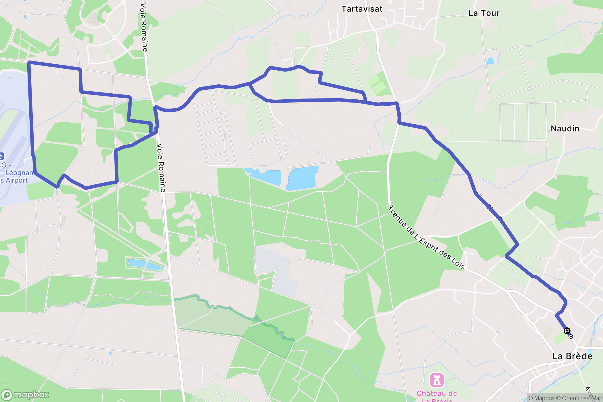 La Brède : carte du parcours de randonnée - France