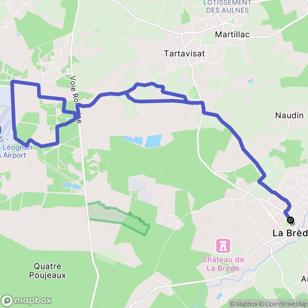 La Brède : carte du parcours de randonnée - France