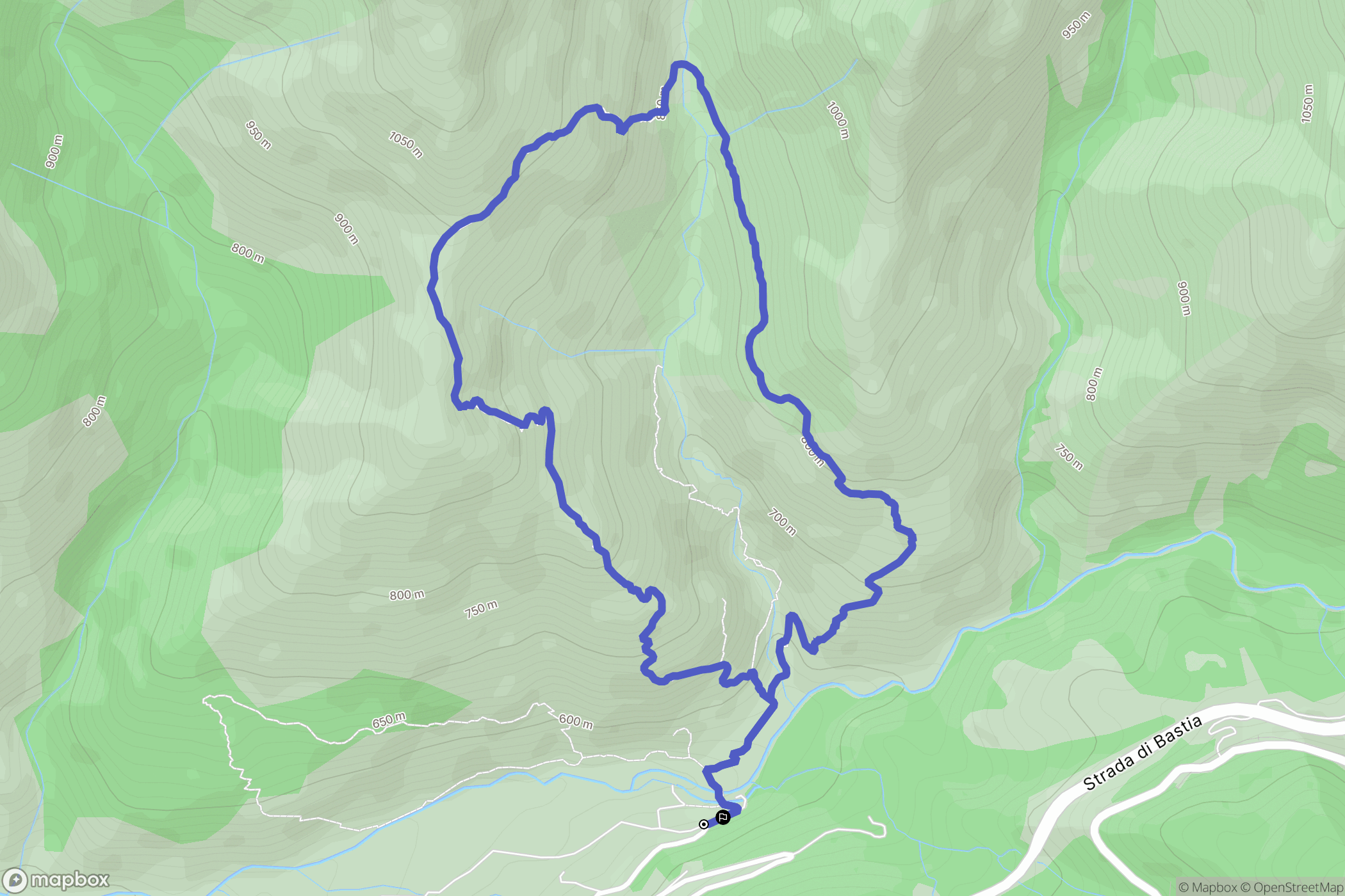 Bocognano : carte du parcours de randonnée - France