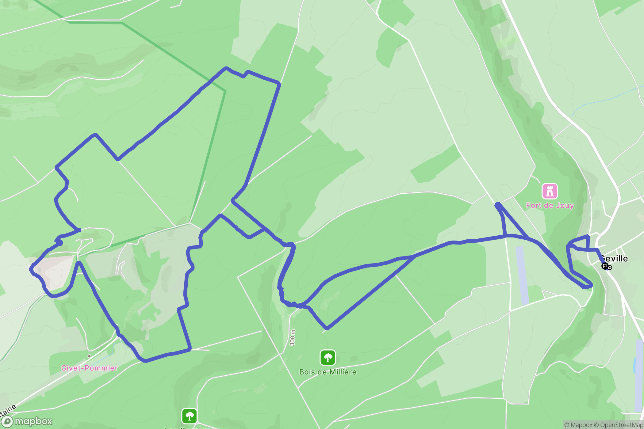 Geville : carte du parcours de randonnée - France