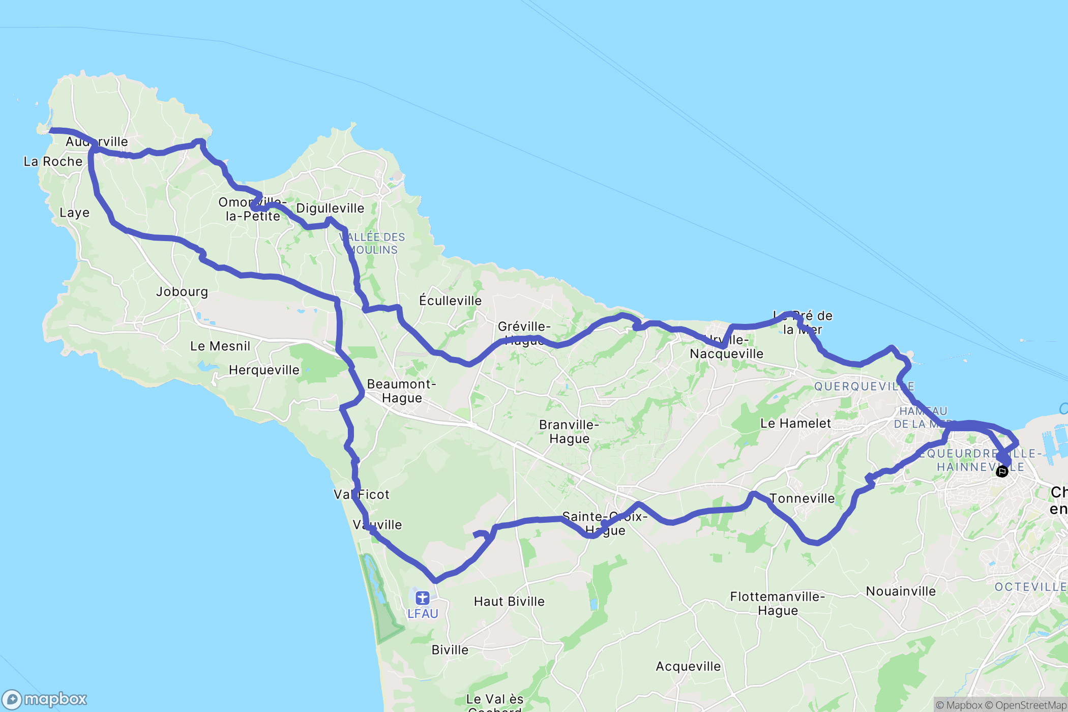 Cherbourg-en-Cotentin : carte du parcours de randonnée - France