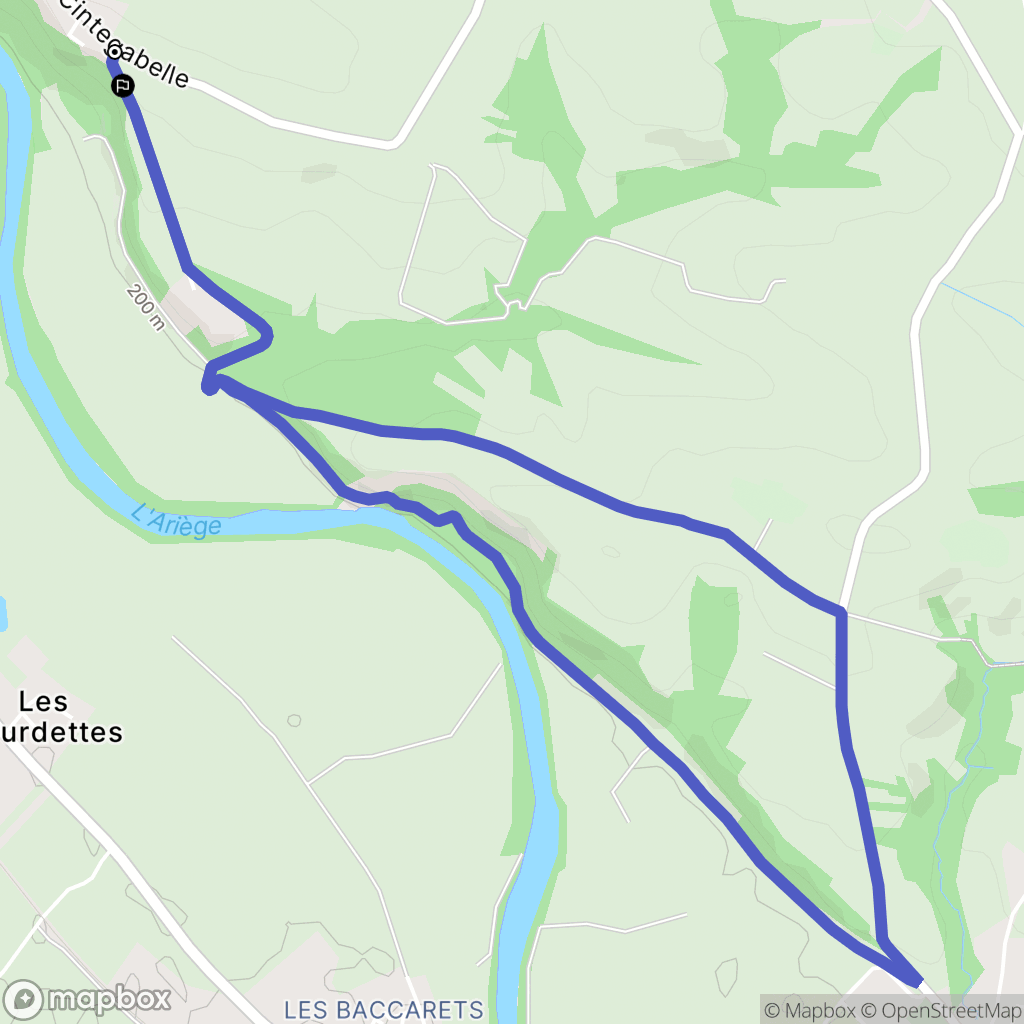 Cintegabelle : carte du parcours de randonnée - France