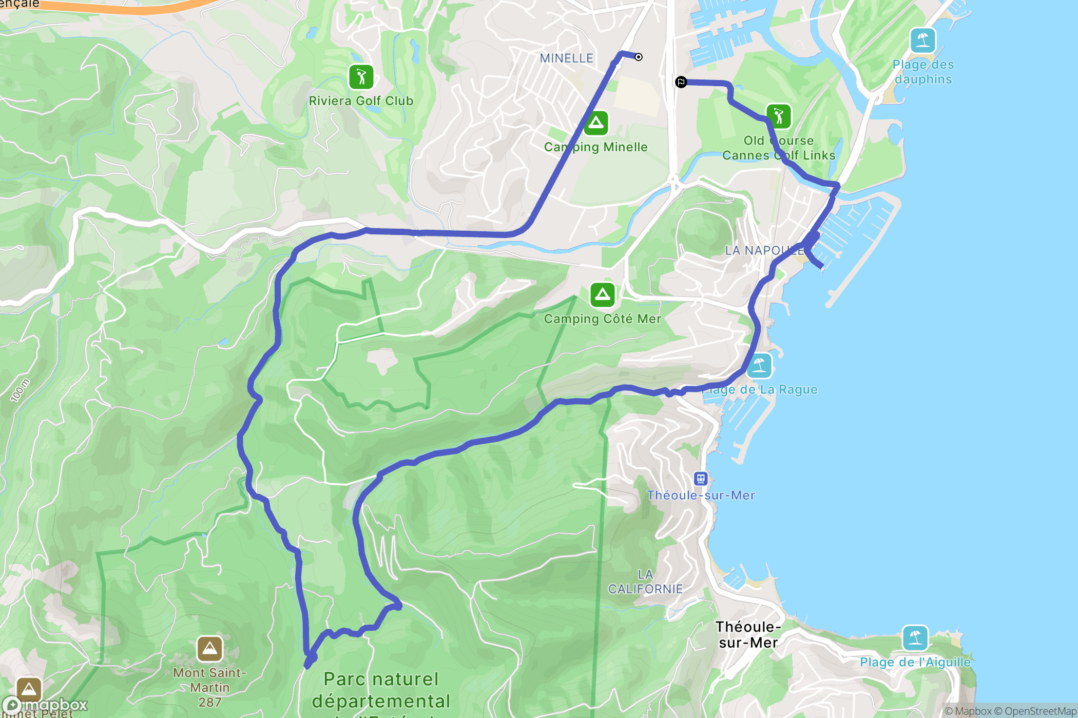 Mandelieu-la-Napoule : carte du parcours de randonnée - France
