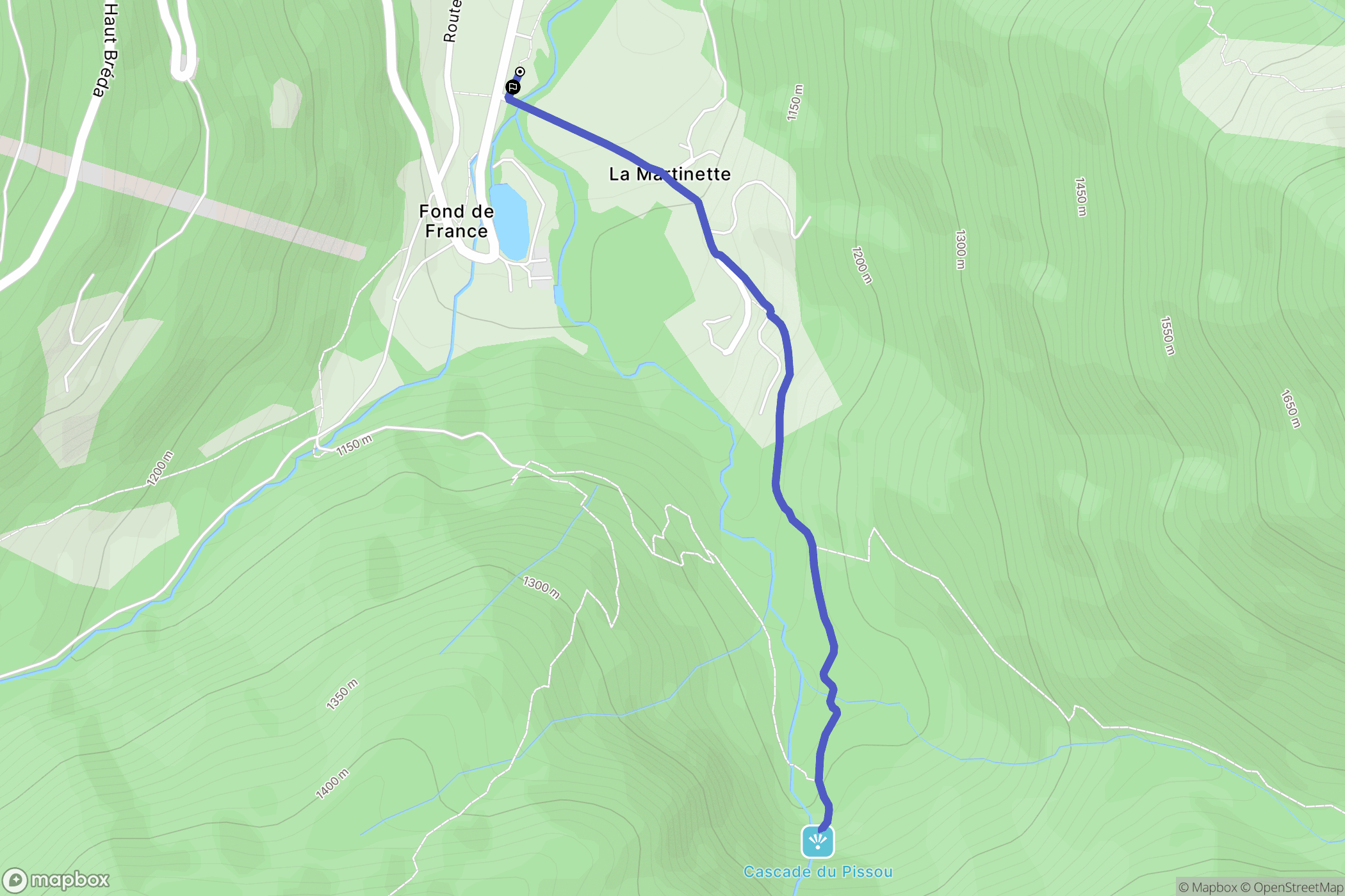 Le Haut-Bréda : carte du parcours de randonnée - France