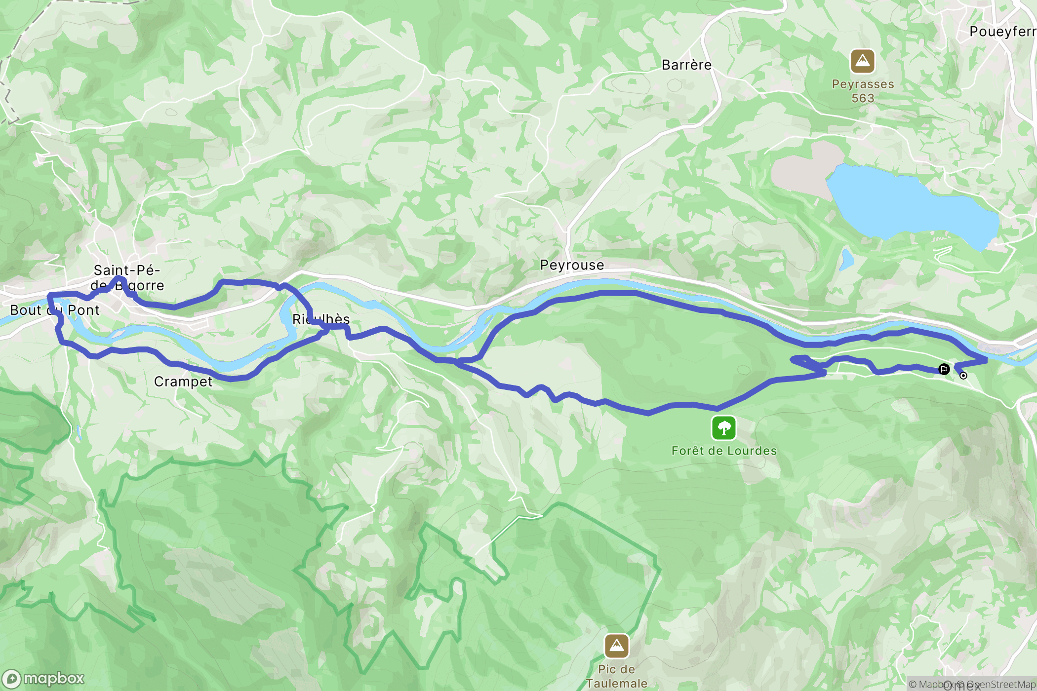 Lourdes : carte du parcours de randonnée - France