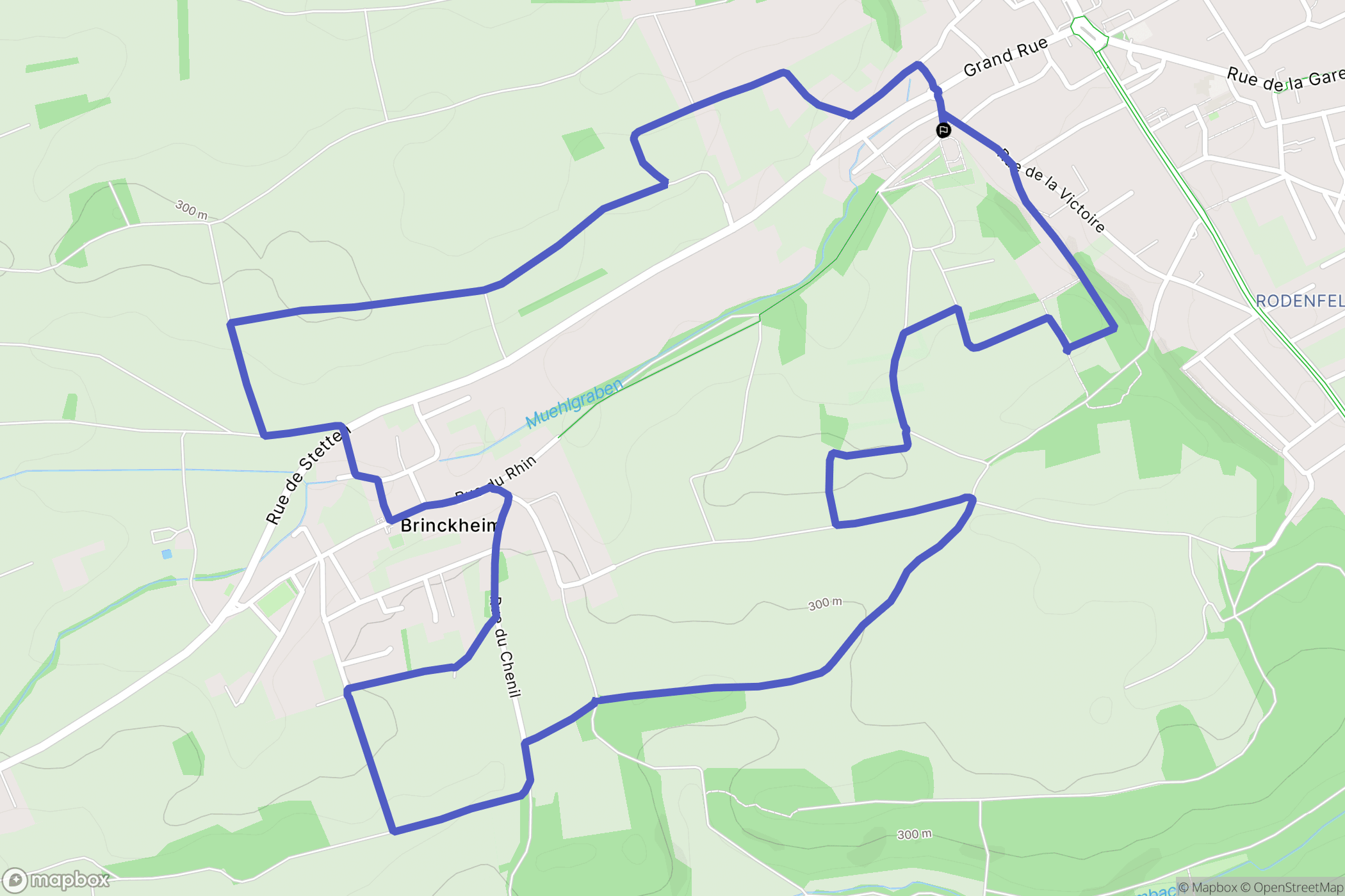Bartenheim : carte du parcours de randonnée - France