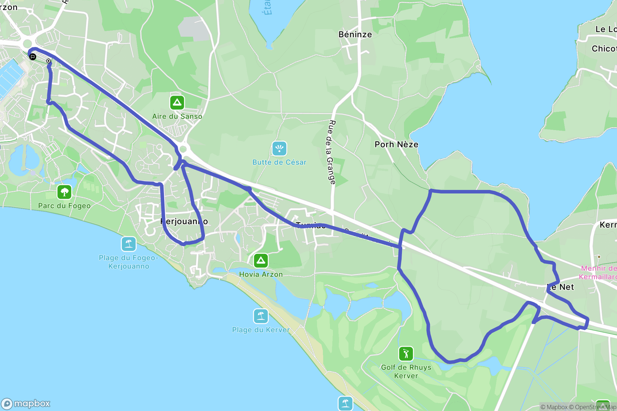 Arzon : carte du parcours de randonnée - France