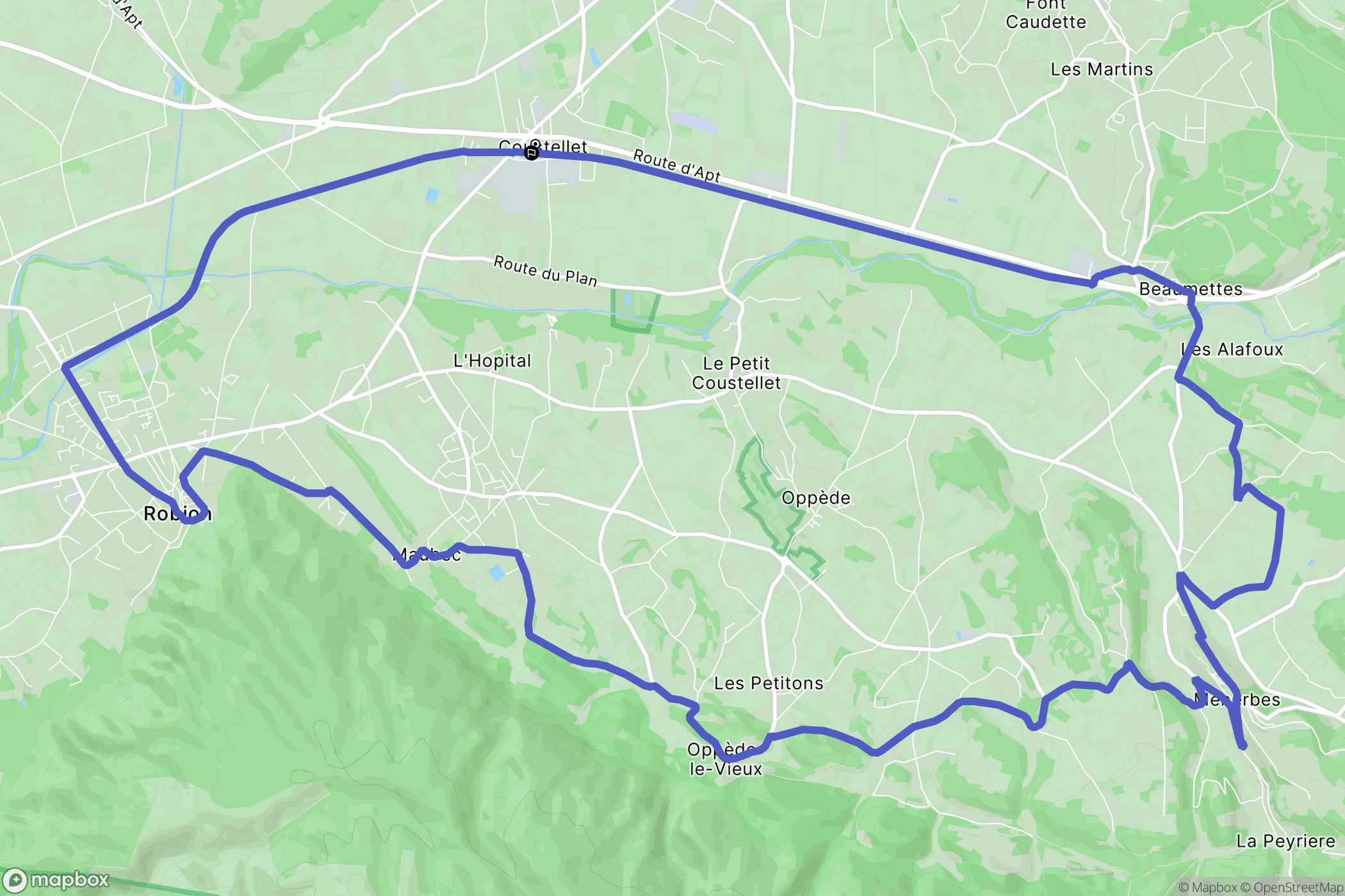 Maubec : carte du parcours de randonnée - France