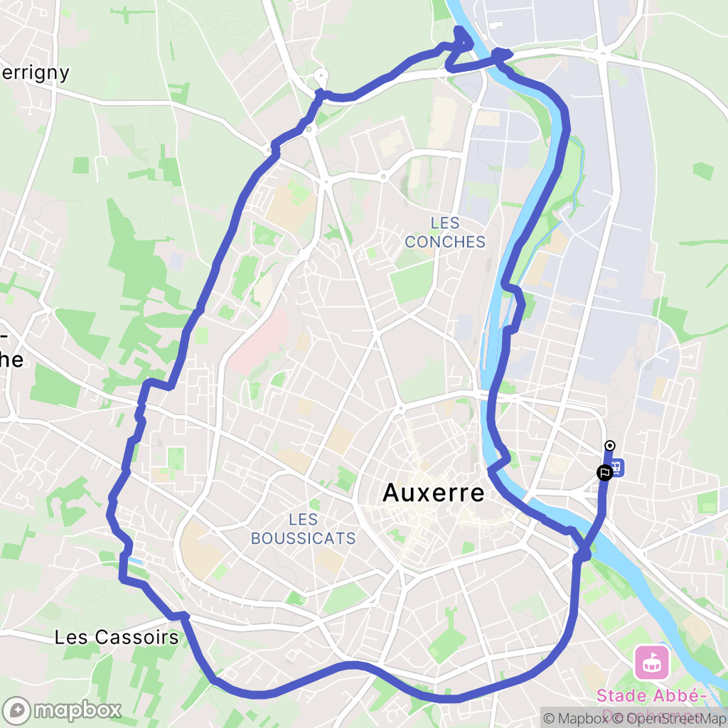Auxerre : carte du parcours de randonnée - France