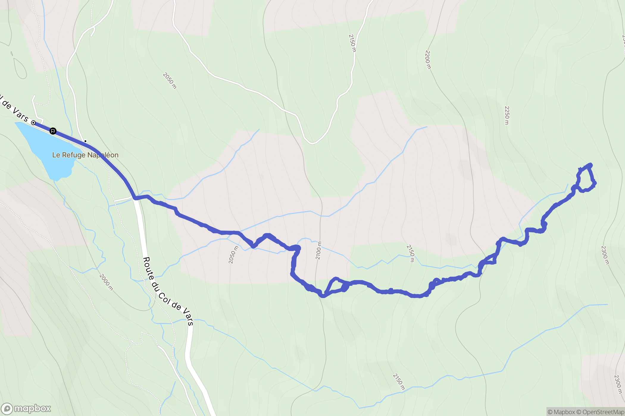 Vars : carte du parcours de randonnée - France