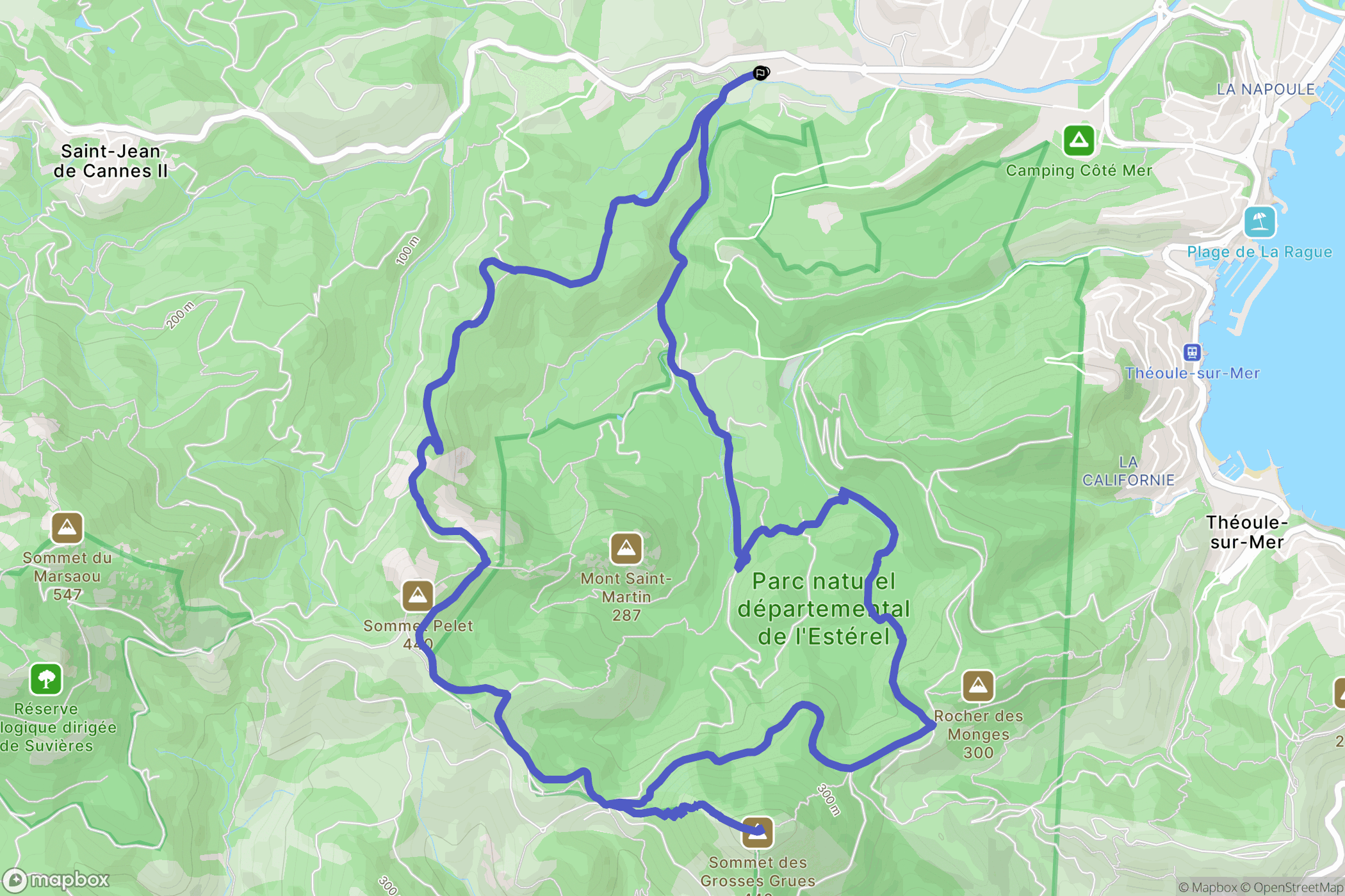 Mandelieu-la-Napoule : carte du parcours de randonnée - France