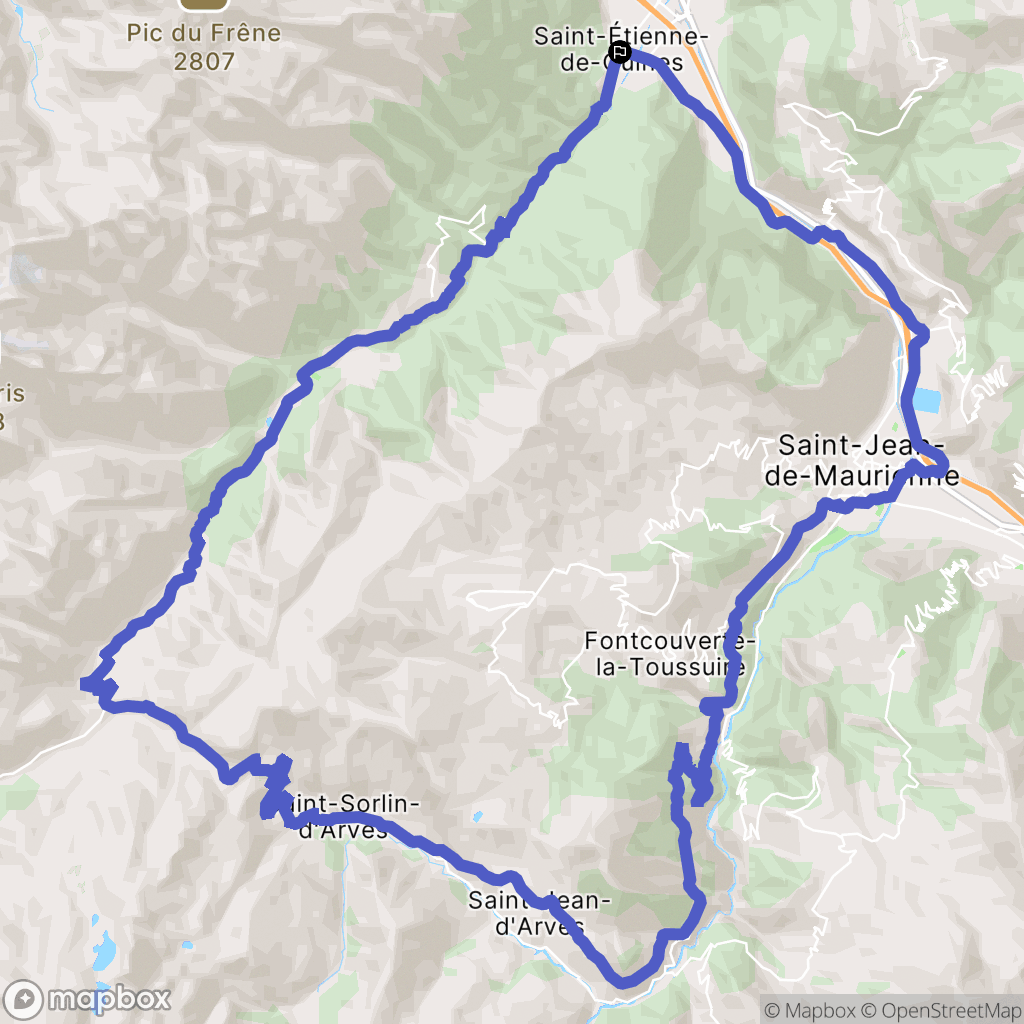 Saint-Etienne-de-Cuines : carte du parcours de randonnée - France