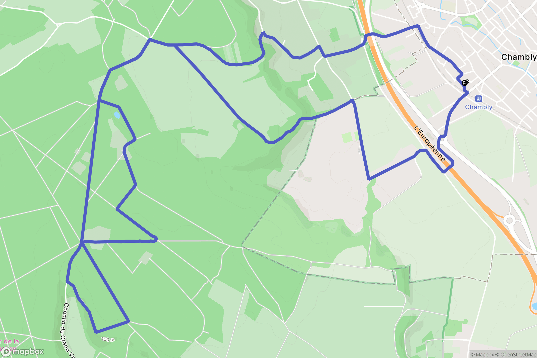 Chambly : carte du parcours de randonnée - France