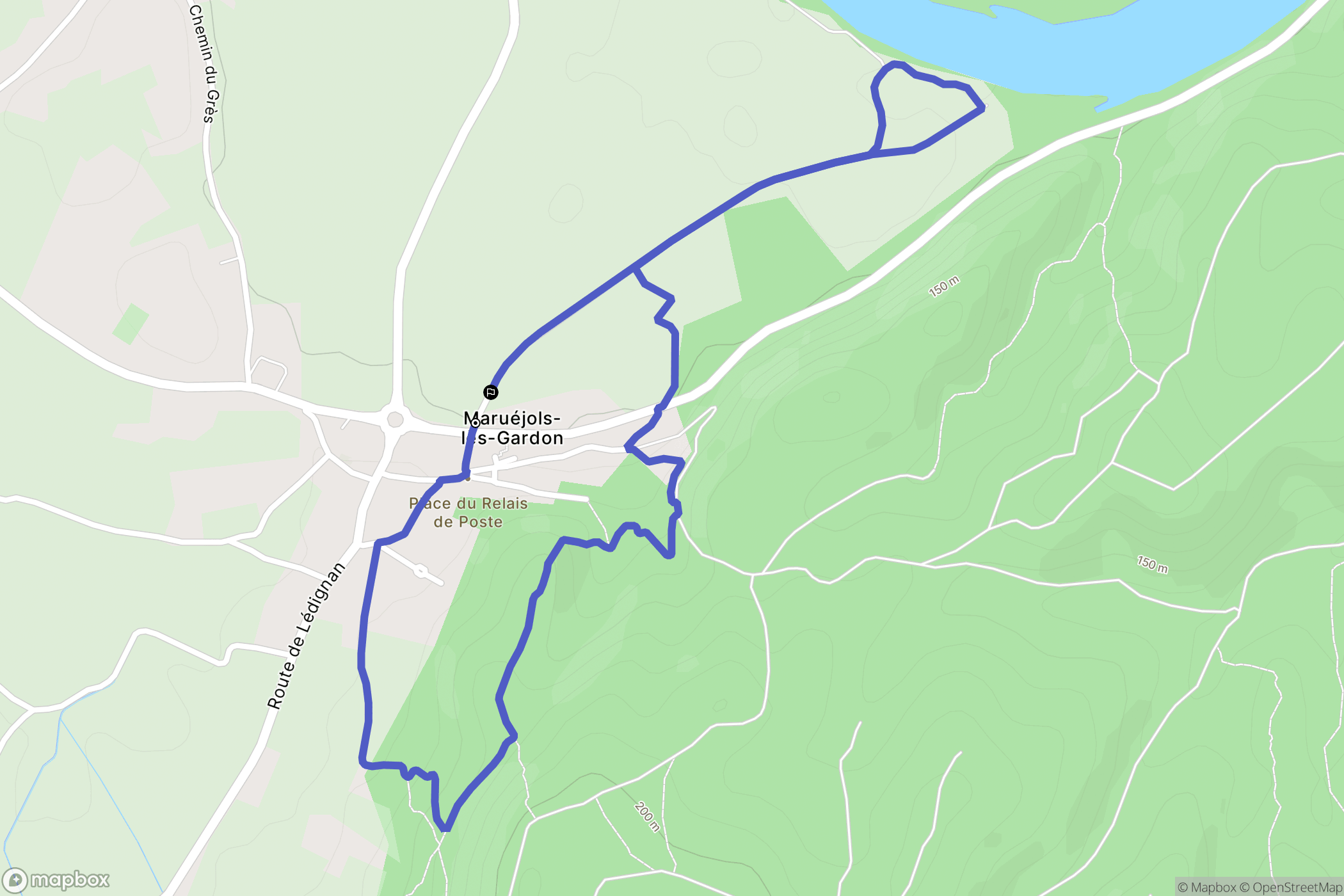 Maruéjols-lès-Gardon : carte du parcours de randonnée - France