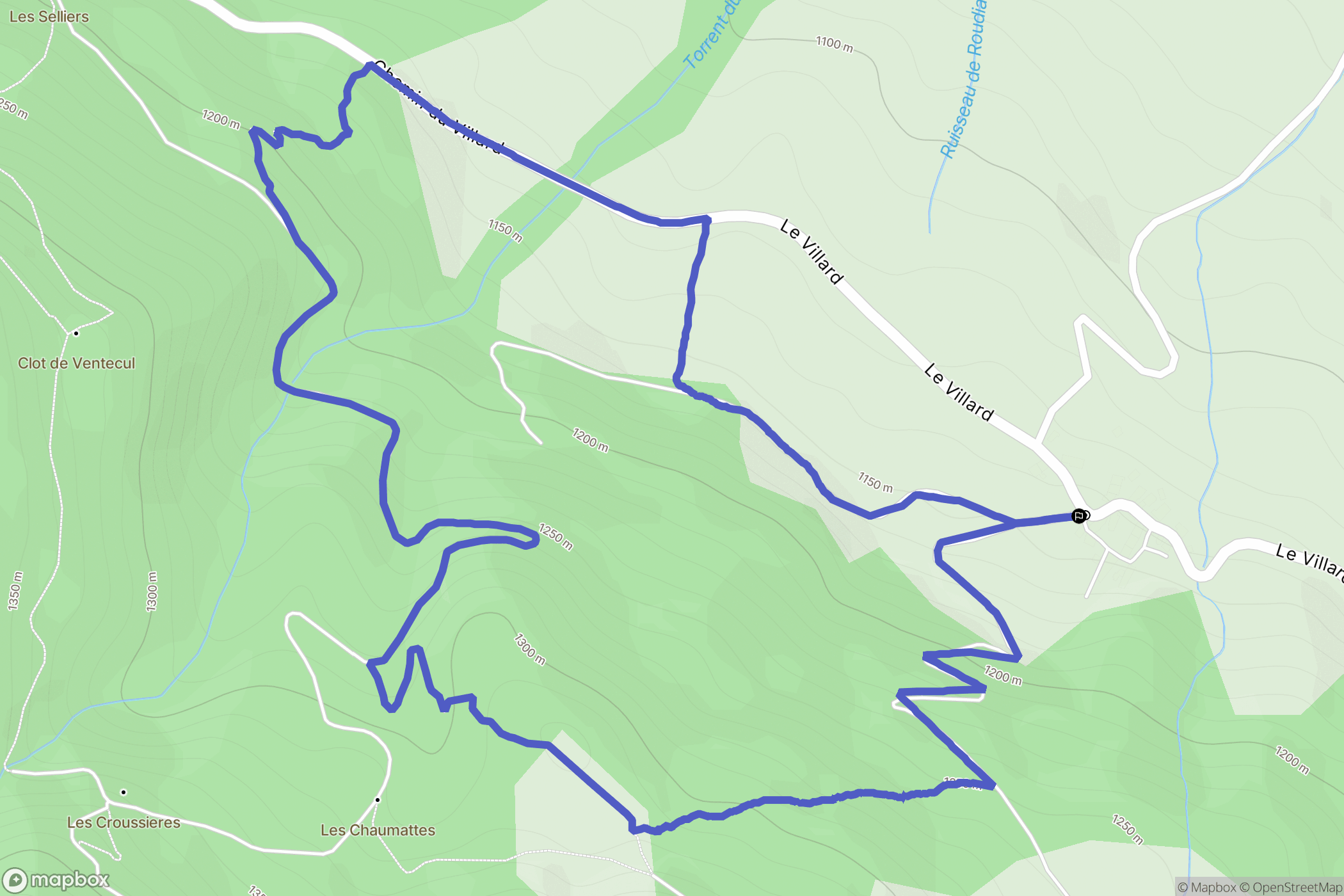 Laye : carte du parcours de randonnée - France