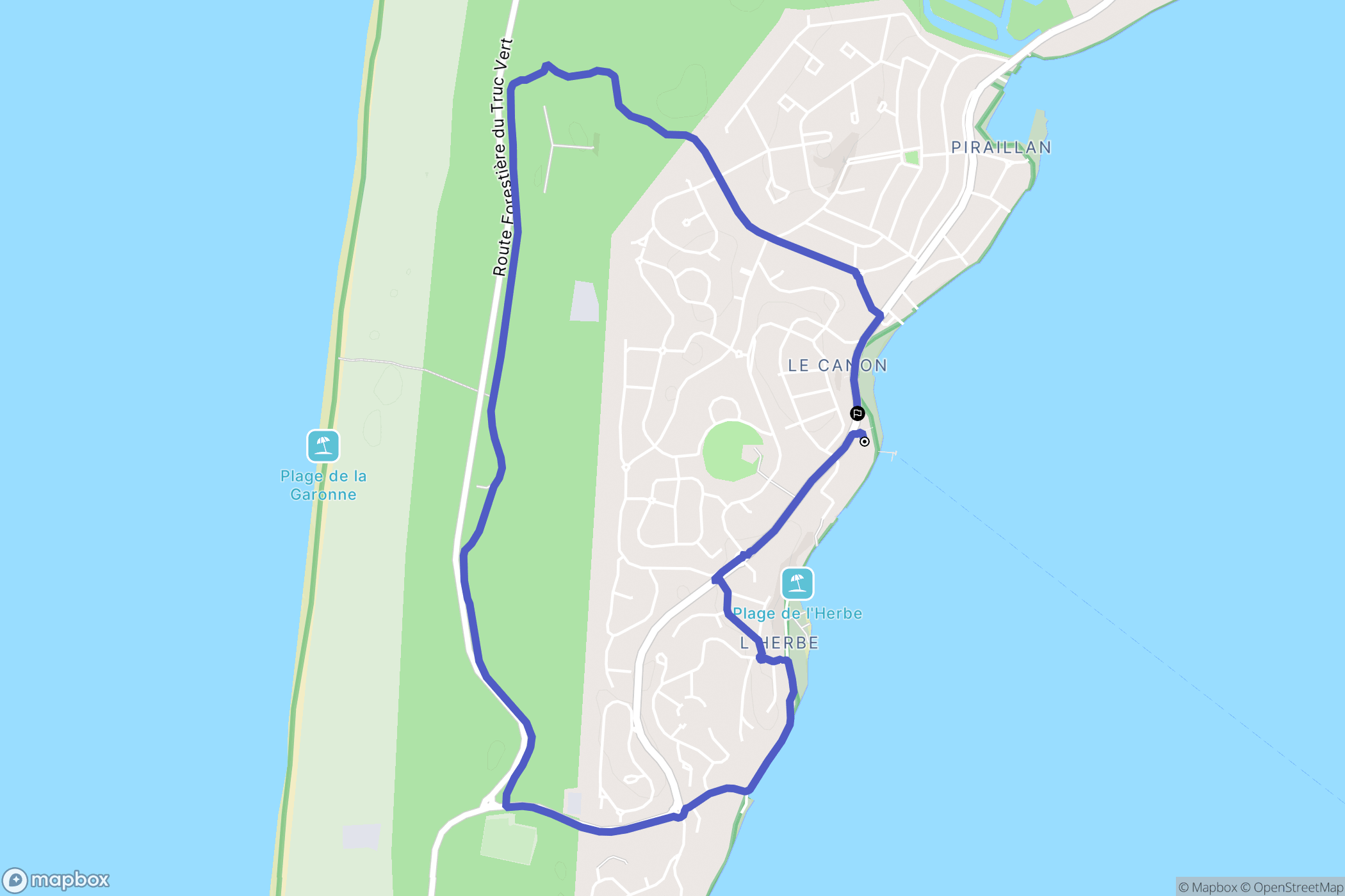 Lège-Cap-Ferret : carte du parcours de randonnée - France