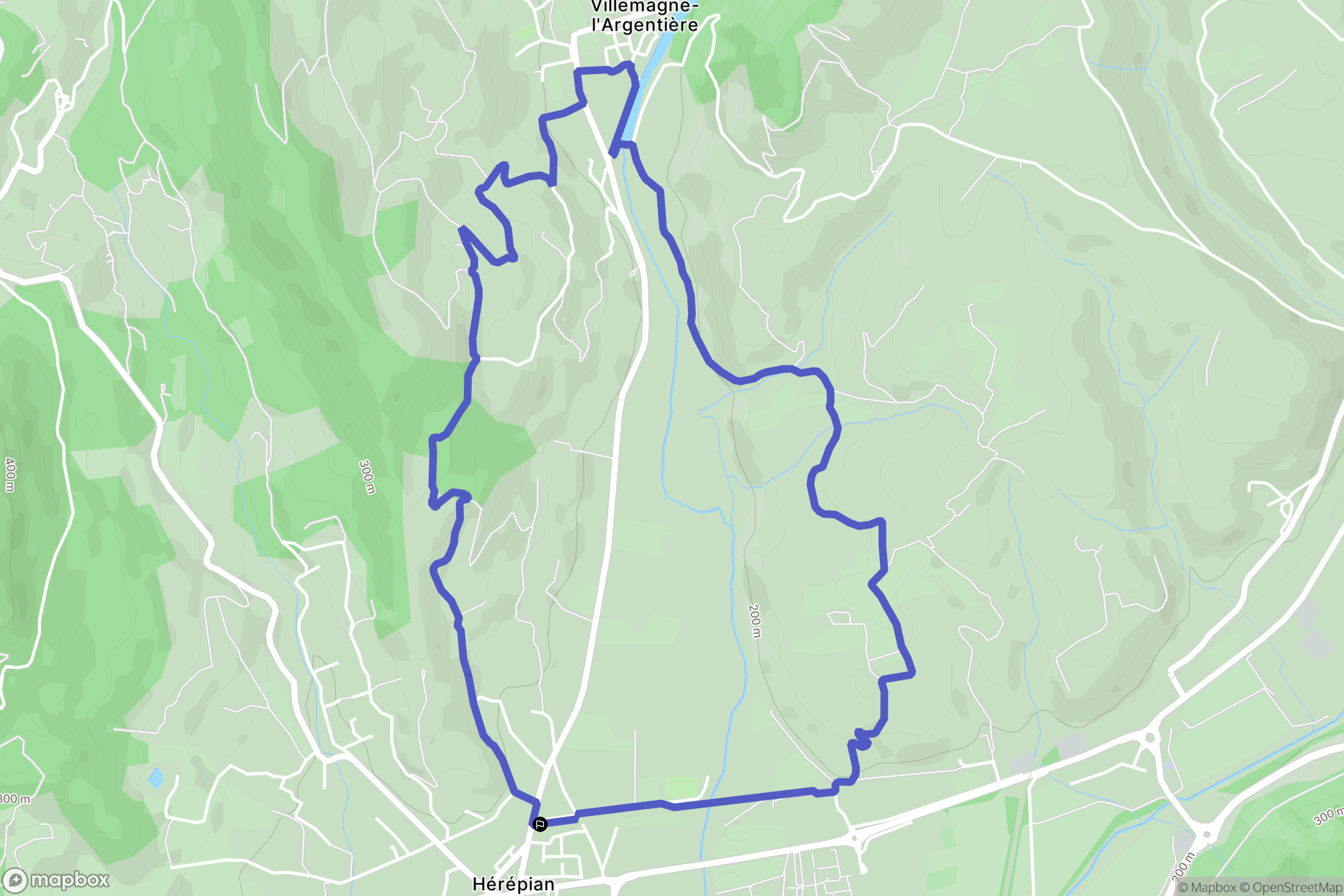 Hérépian : carte du parcours de randonnée - France