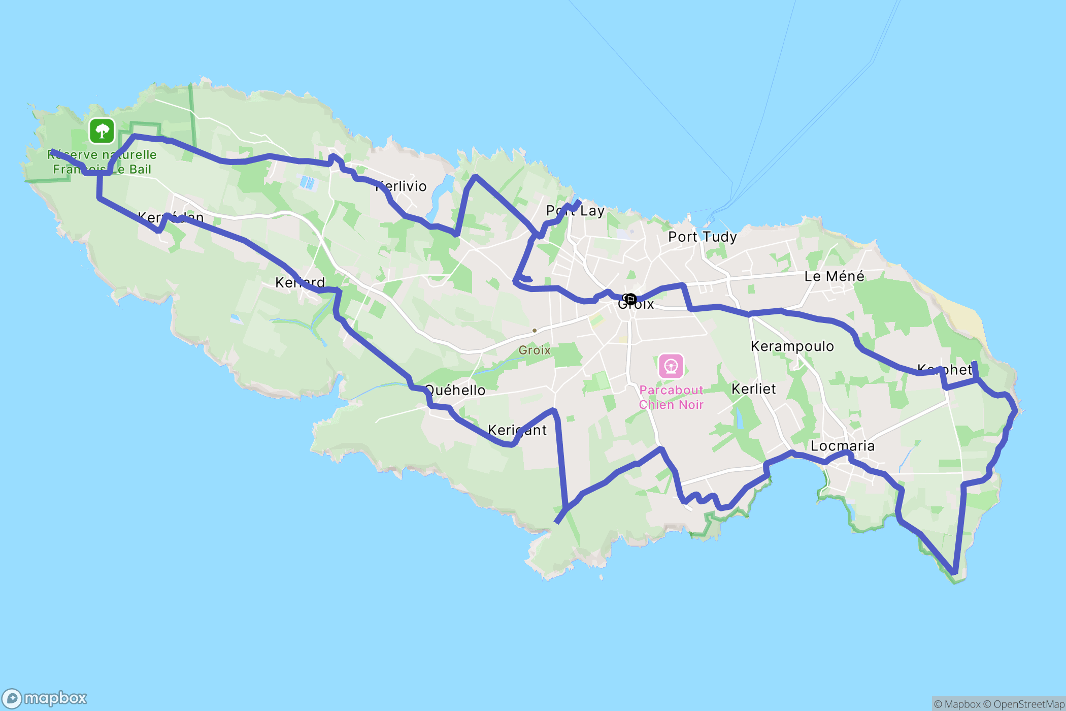Groix : carte du parcours de randonnée - France