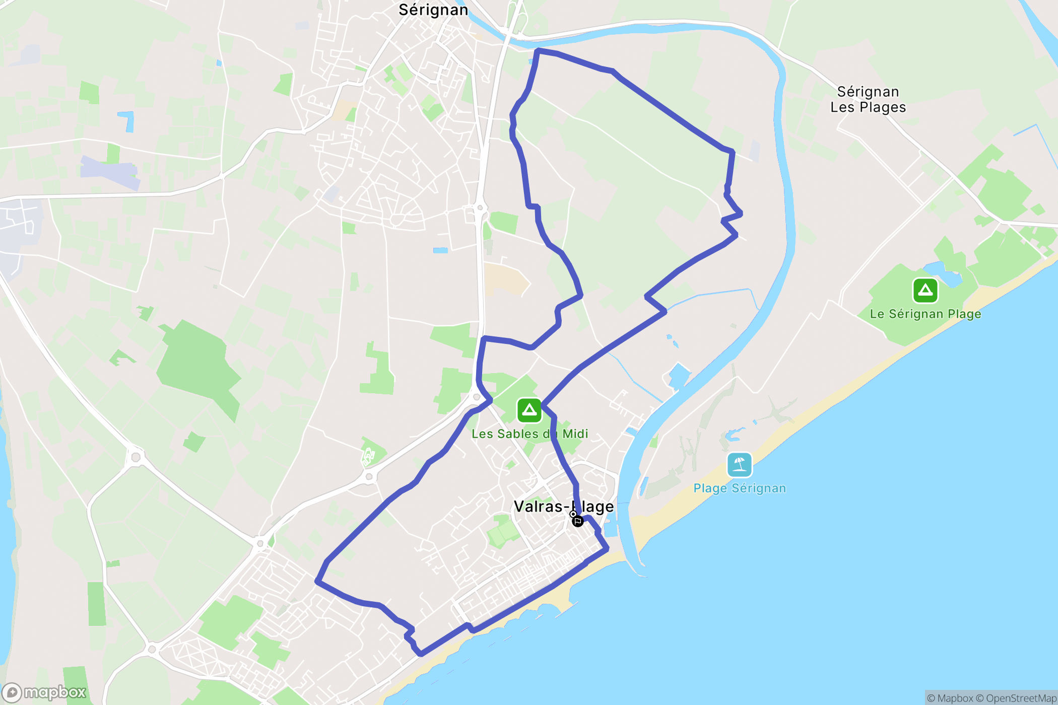 Valras-Plage : carte du parcours de randonnée - France