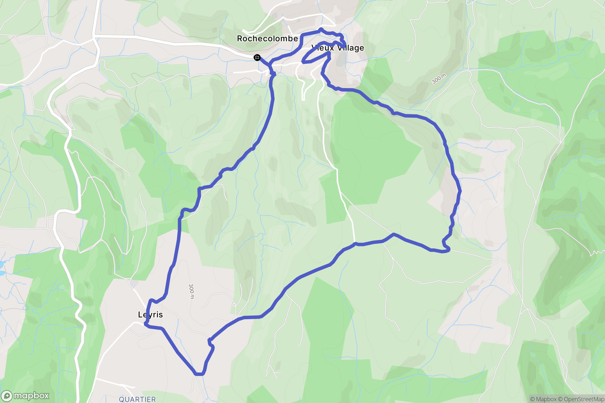 Rochecolombe : carte du parcours de randonnée - France