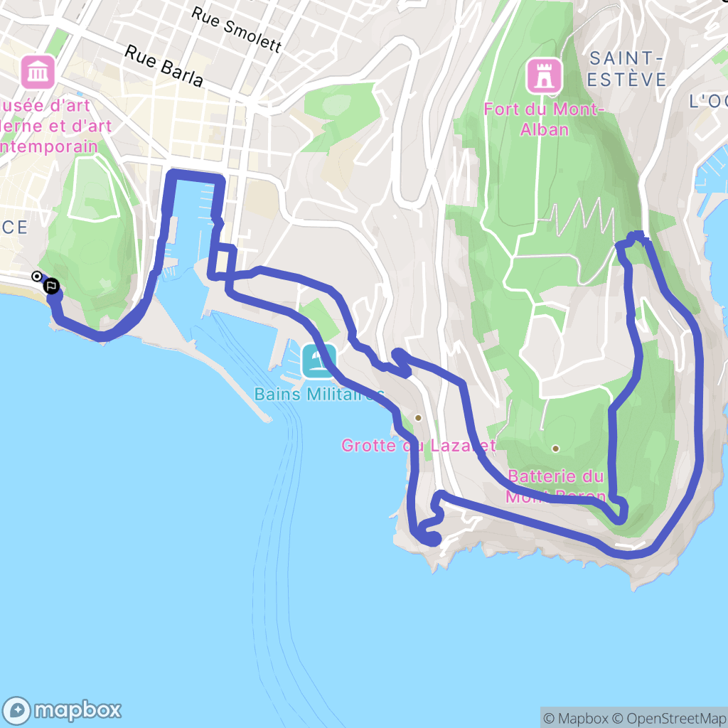 Nice : carte du parcours de randonnée - France