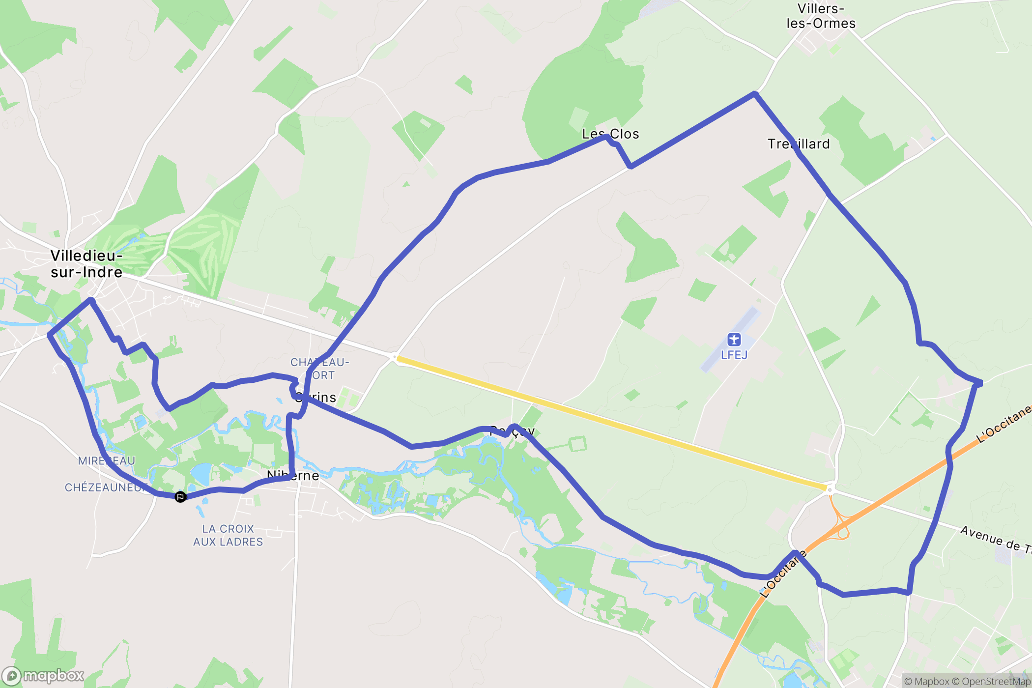 Niherne : carte du parcours de randonnée - France
